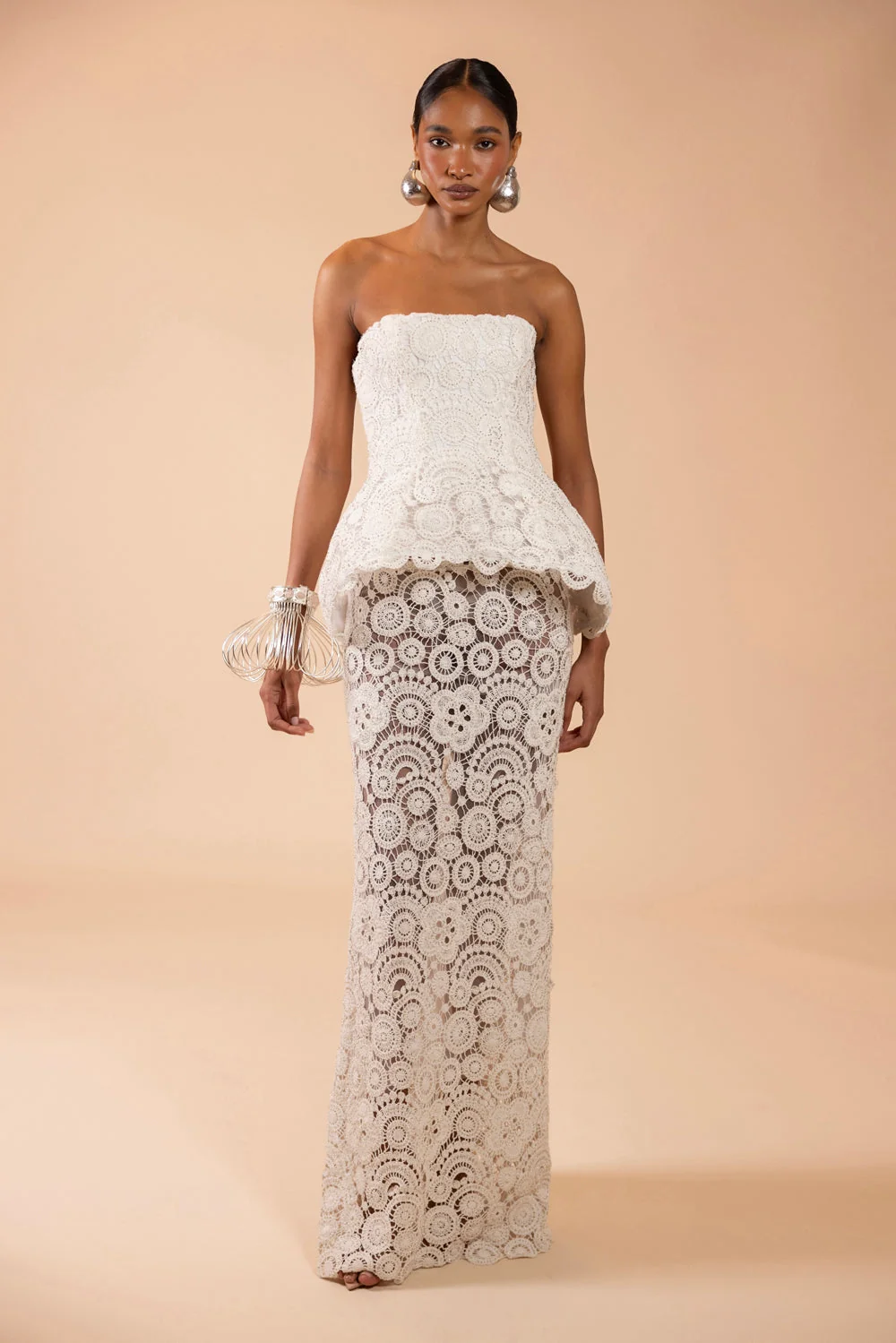 Gal Embroidery Peplum Maxi Dress (Runway)