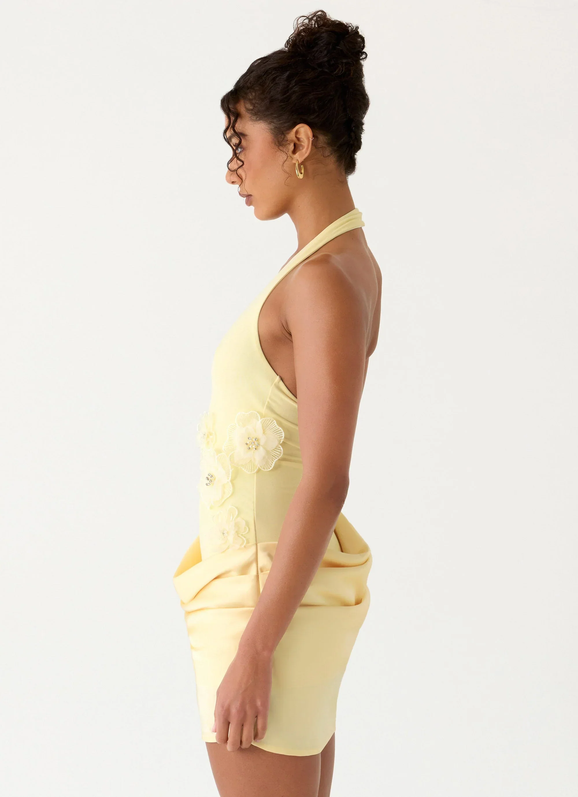Kimana Halter Mini Dress - Yellow - luluinthesky