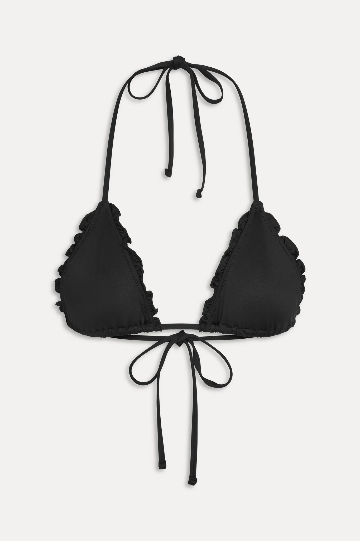 Nick Ruffle Triangle Bikini Top - Black