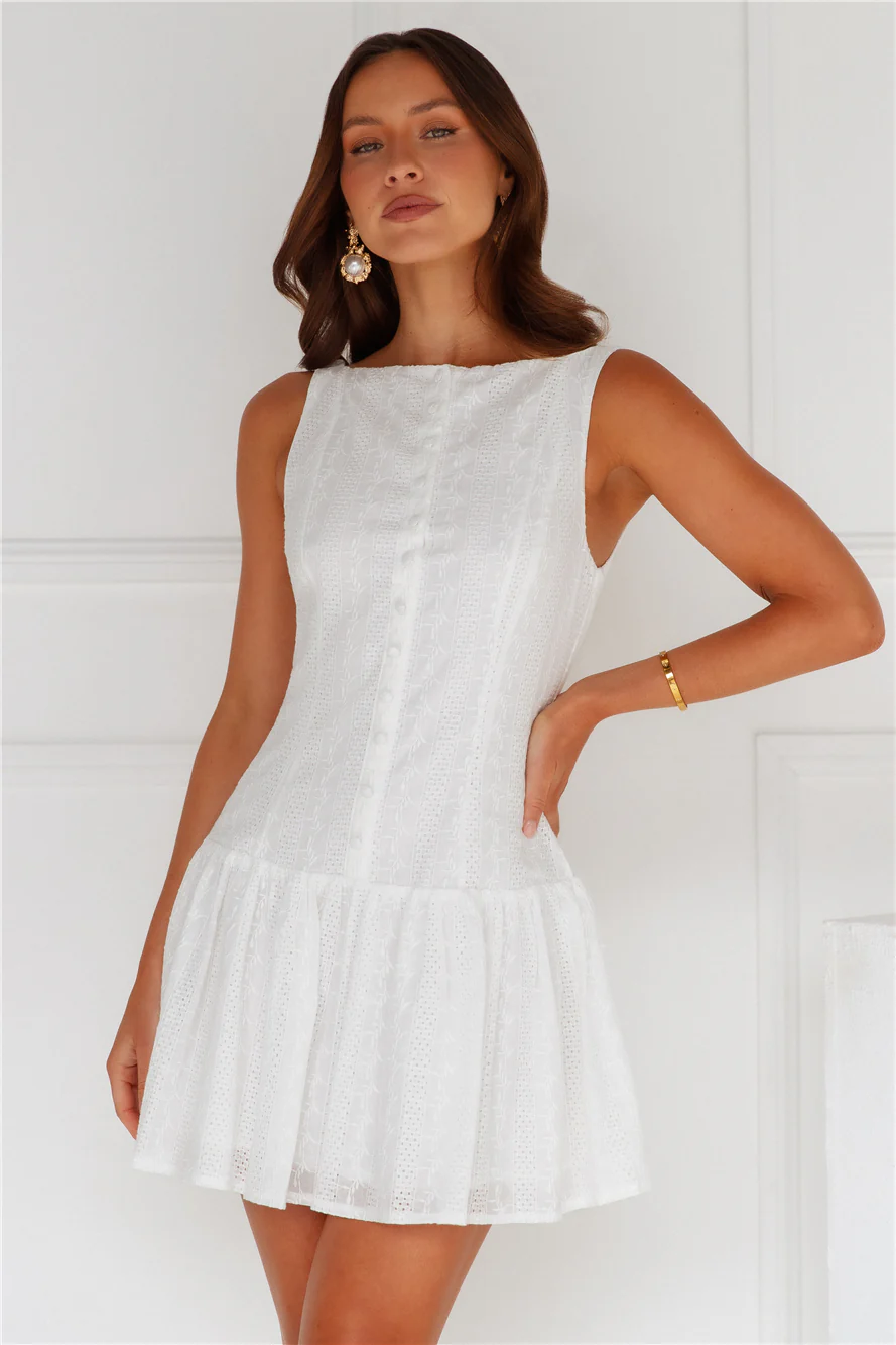 Fashion Showcase Embroidered Mini Dress White - luluinthesky