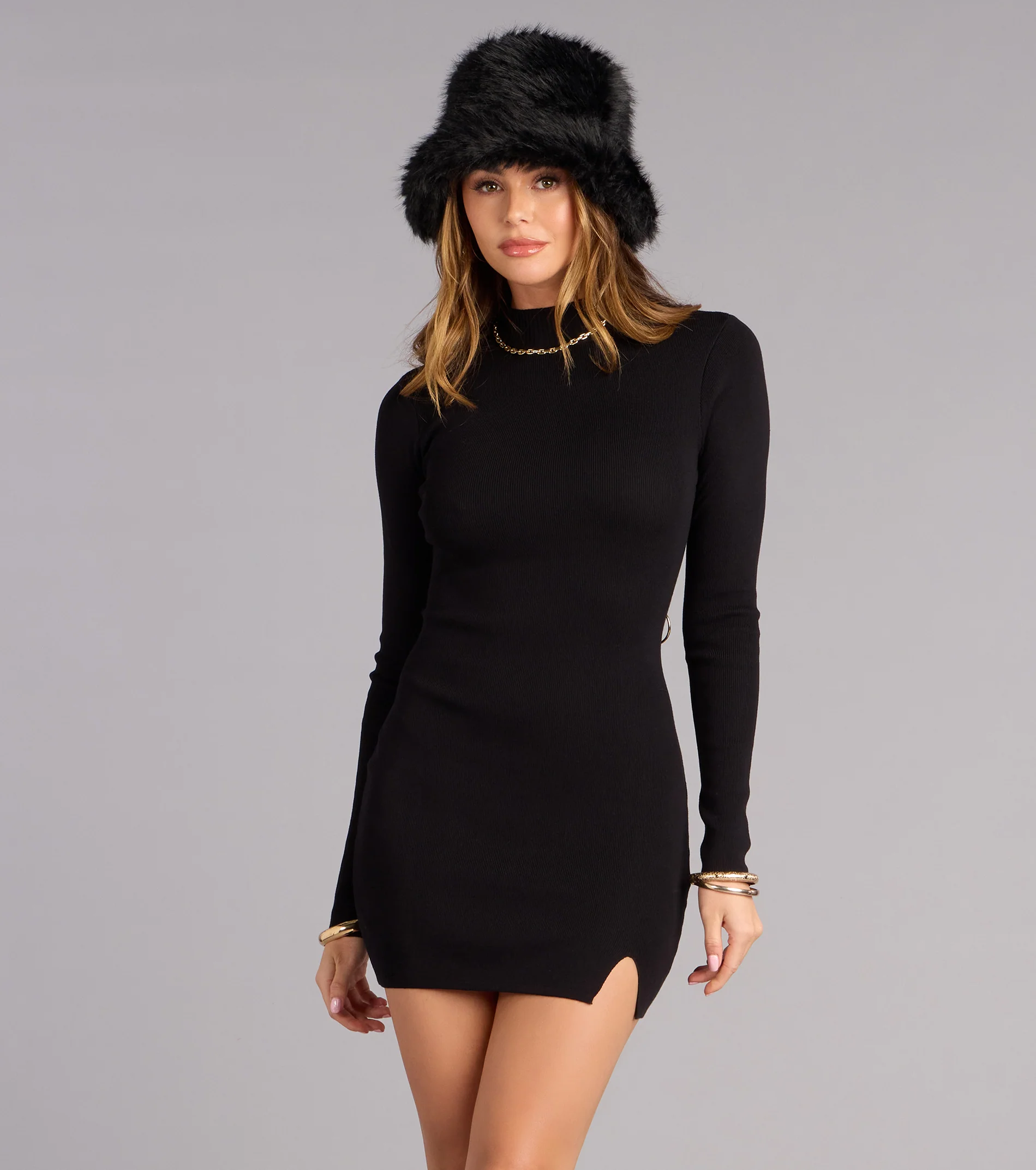 Back To Bold Mock Neck Mini Dress
