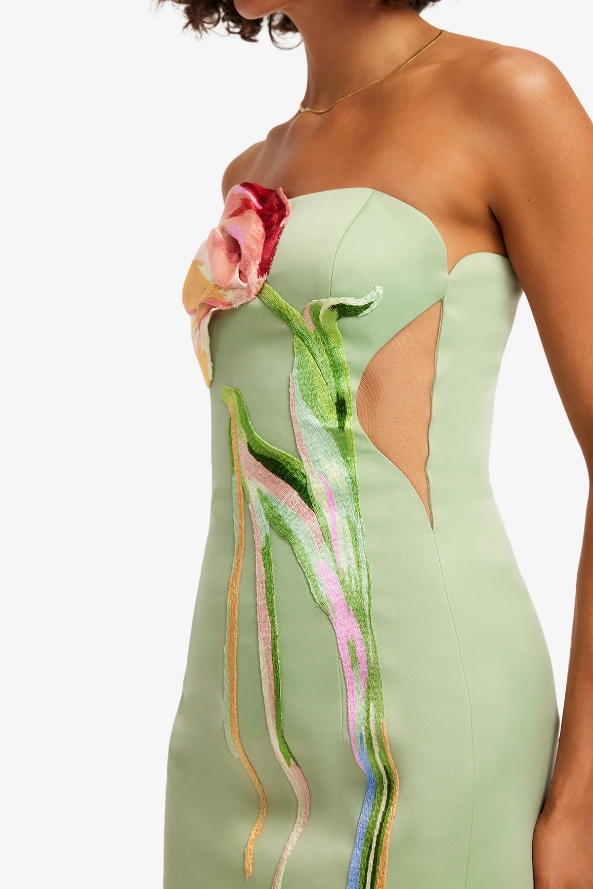 Marilyn Cutout Bustier Maxi Dress - Tulip Print in Green