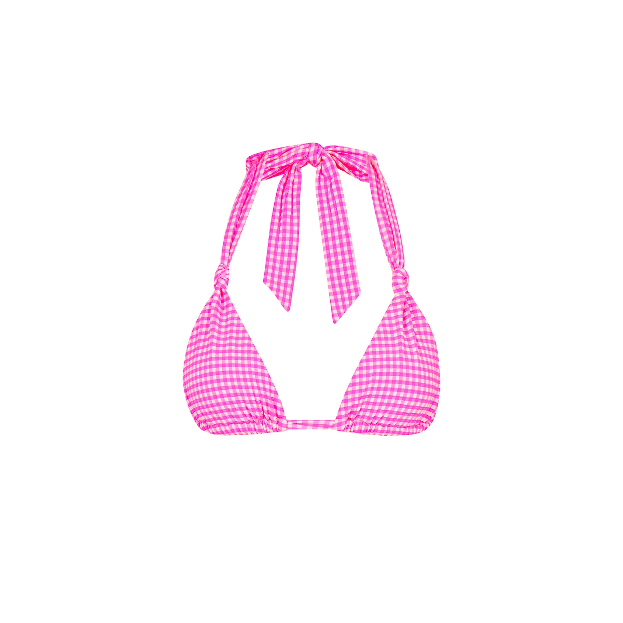Soft Knot Halter Bikini Top - Pink Diva