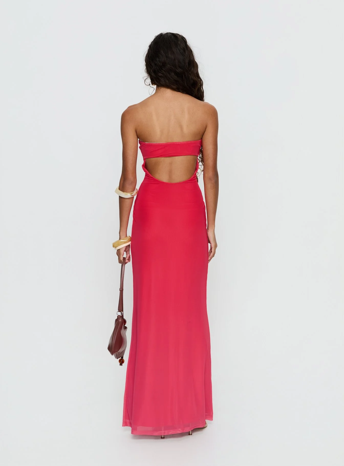 Jesemma Strapless Maxi Dress Hot Pink