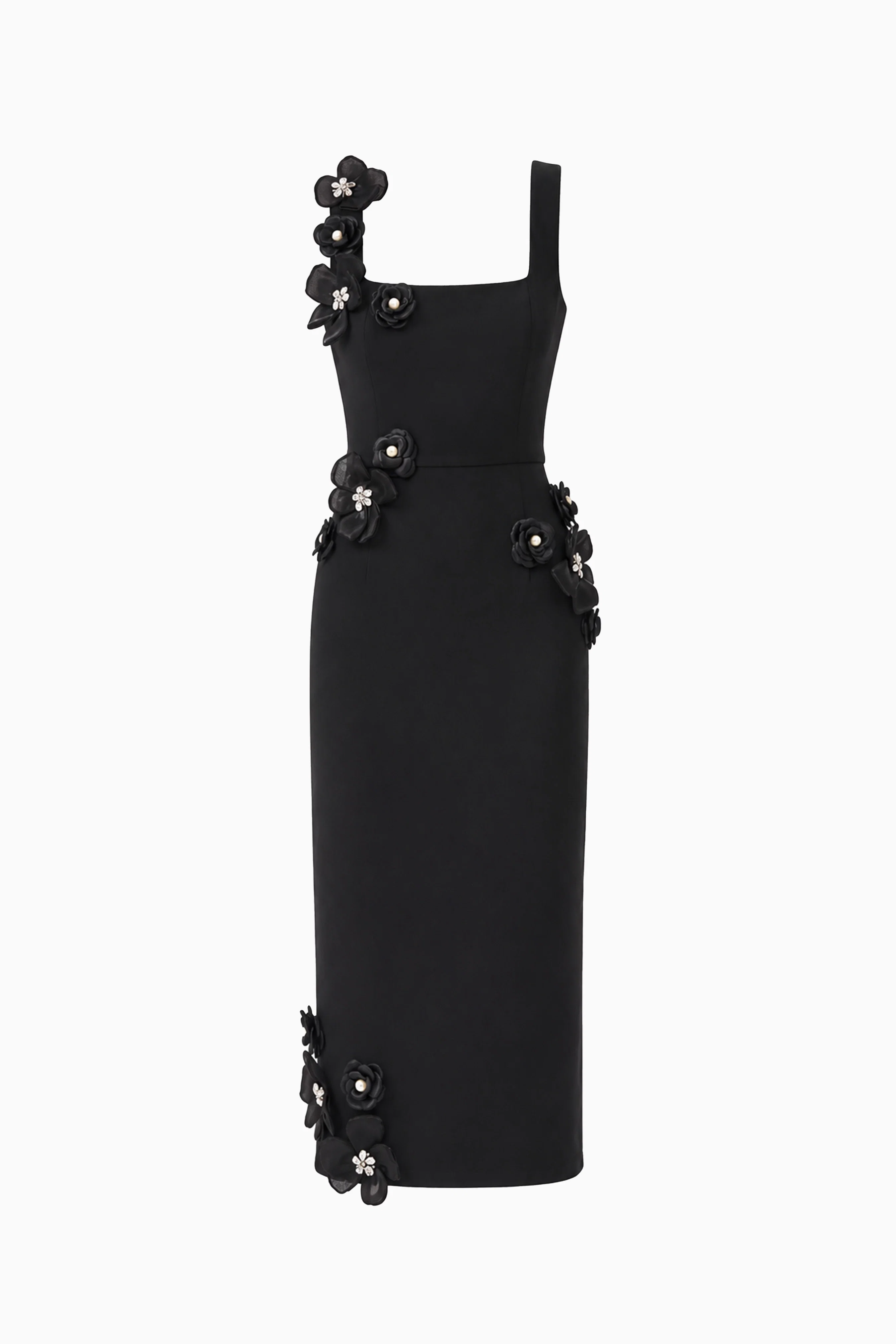 Chantelle 3D Midi Dress in Black