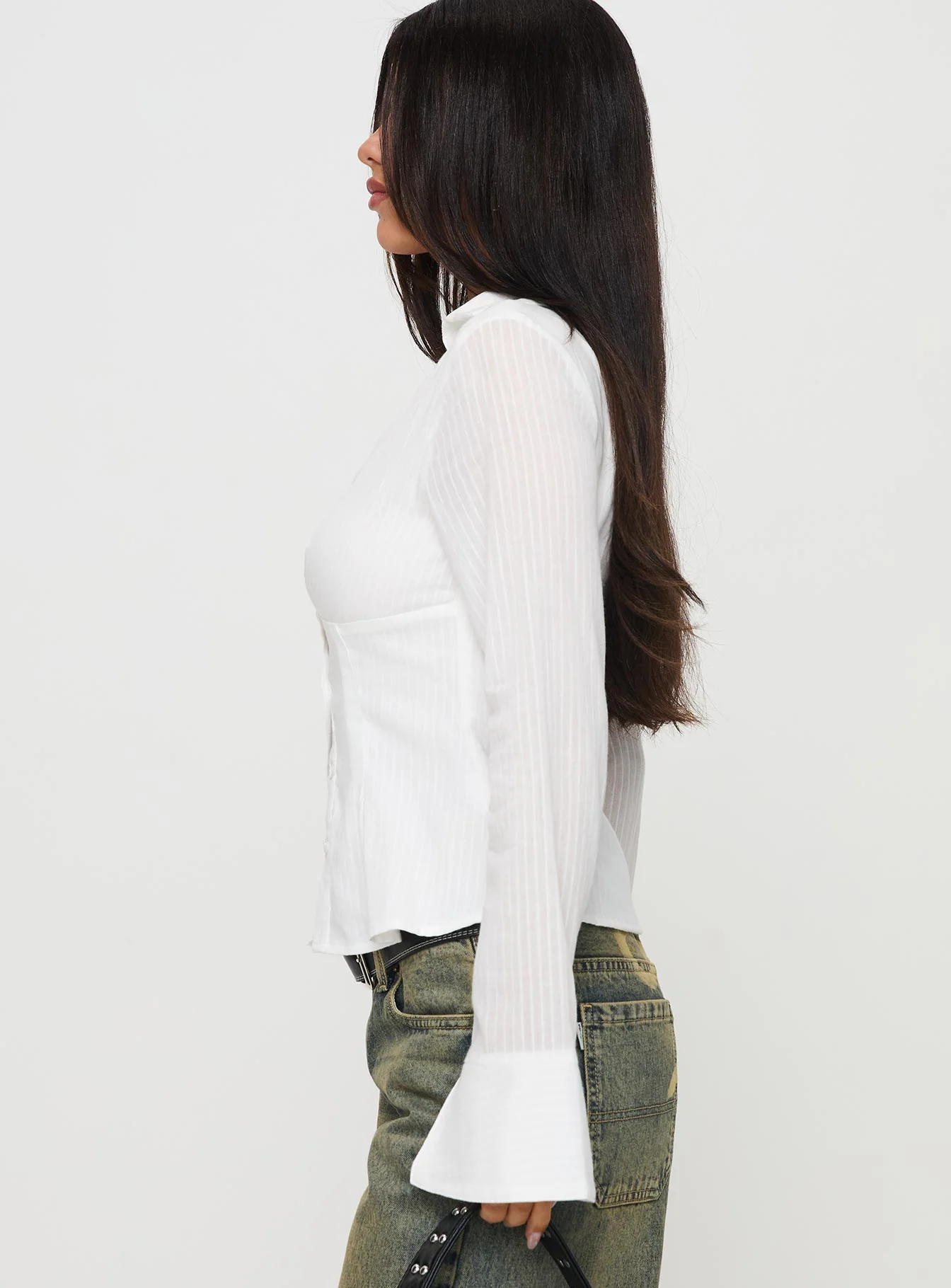 Elowenn Long Sleeve Top White