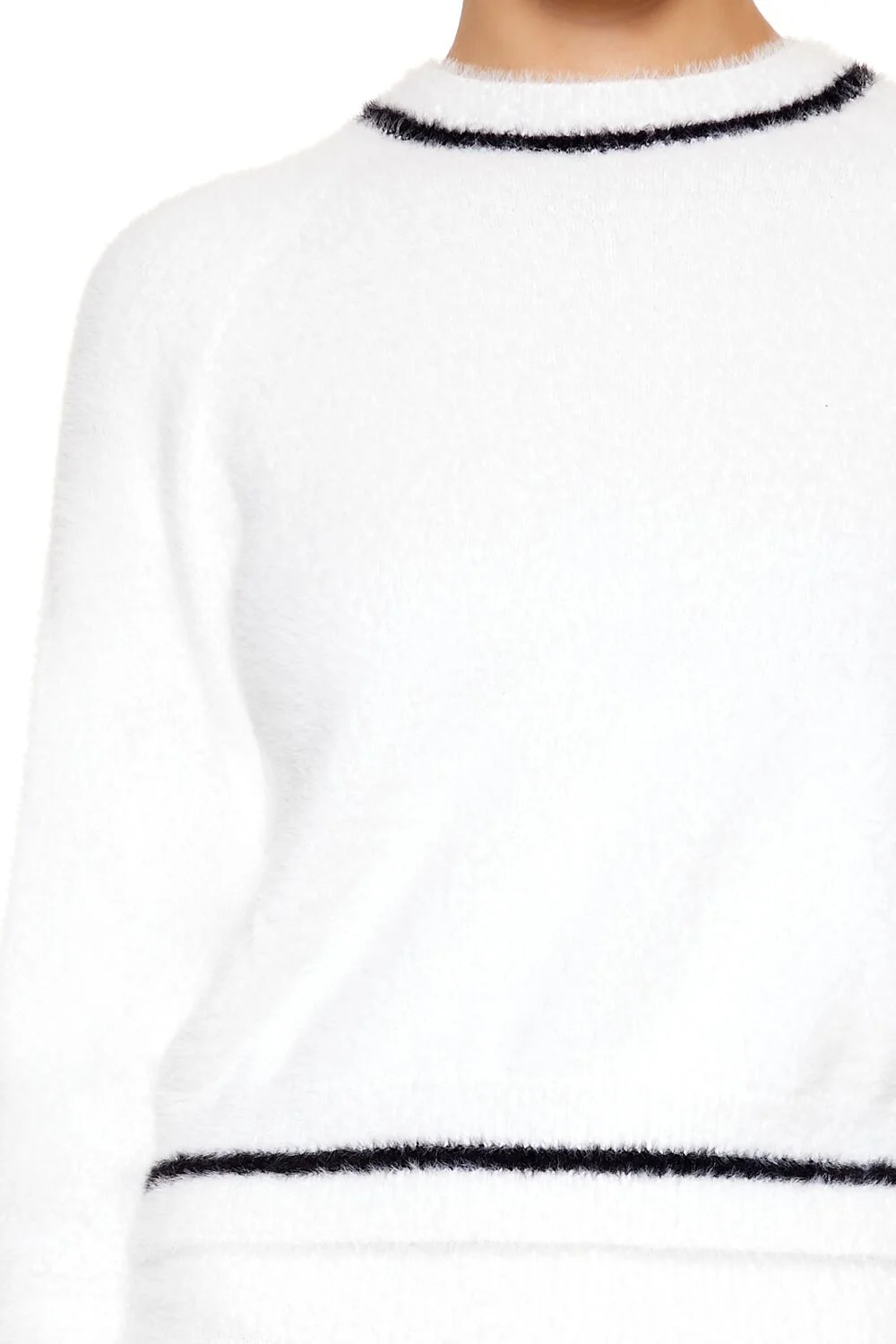 Two-Tone Fuzzy Knit Sweater