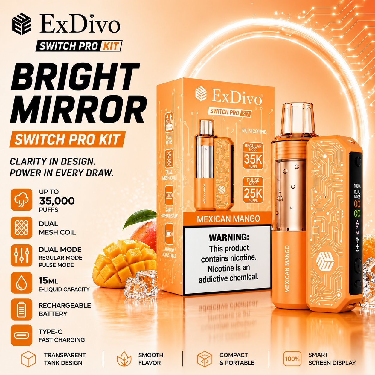 MEXICAN MANGO - ExDivo BRIGHT MIRROR 35K Replaceable VAPE kit