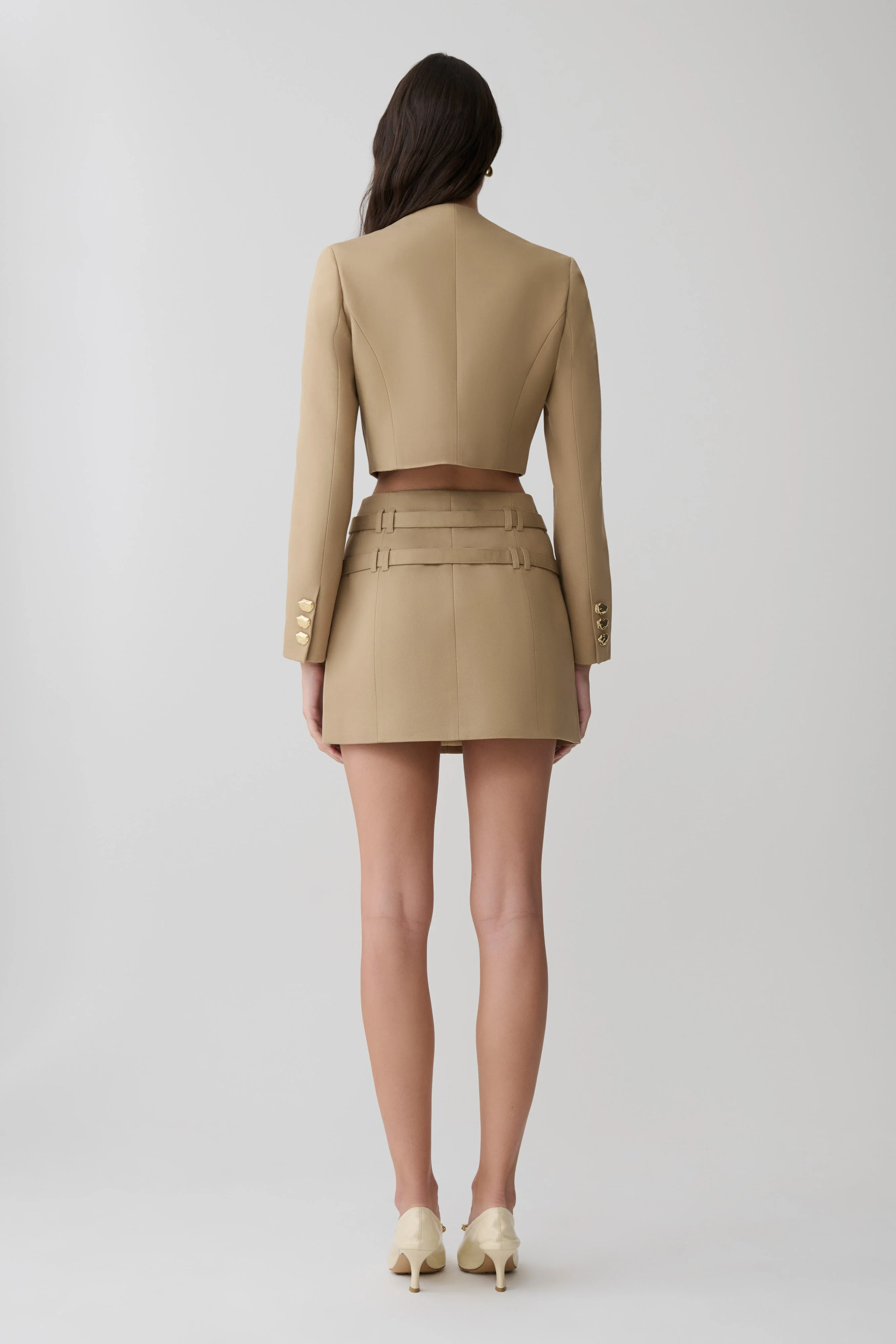 Marielle Double Belt Mini Skirt - Taupe