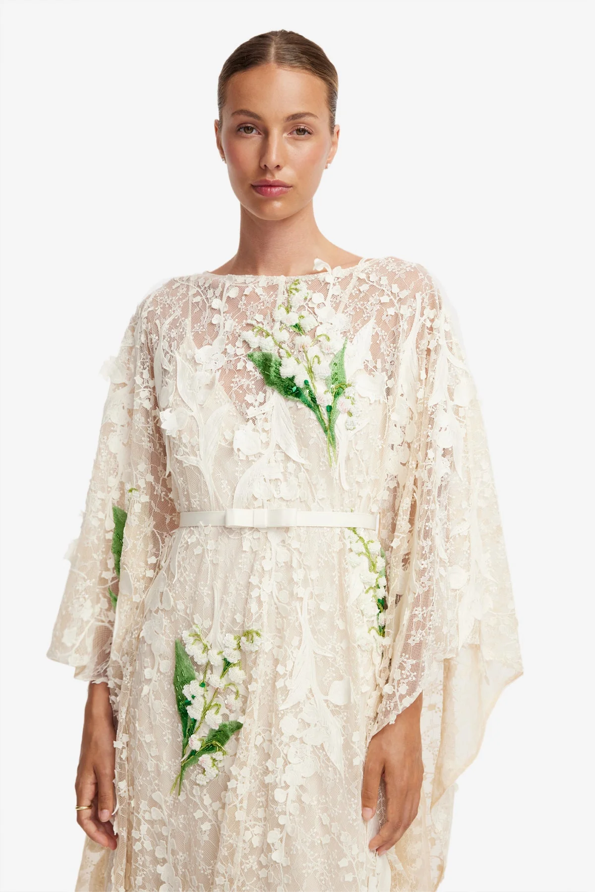 Willow Embellished Lace Kaftan Maxi - Snow Meadow