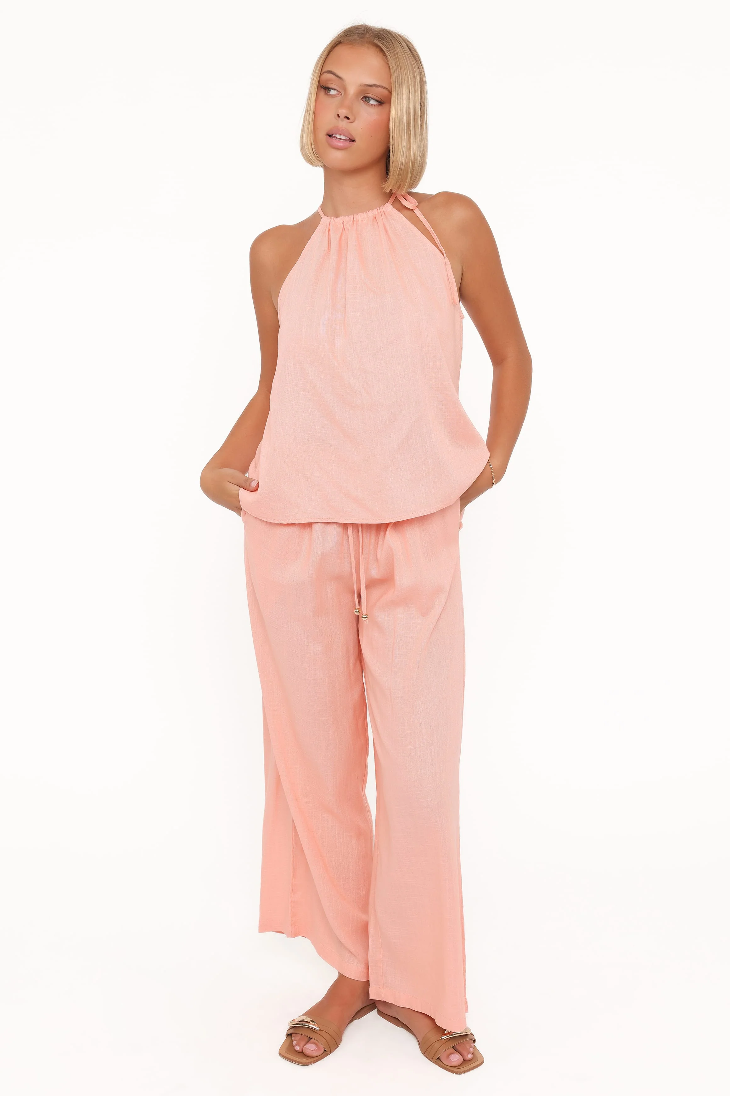 Wren Halter Tie Top - Pink