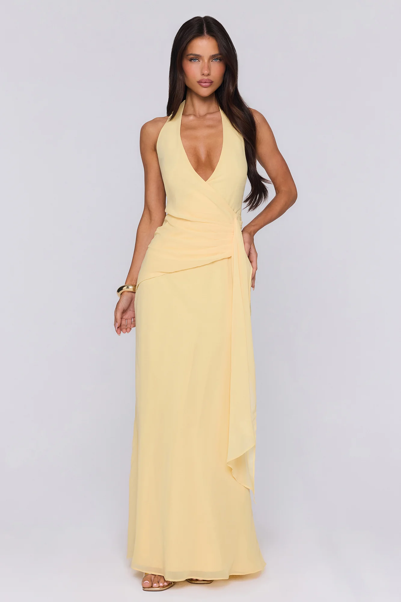 Wildflower Muse Halter Maxi Dress Yellow