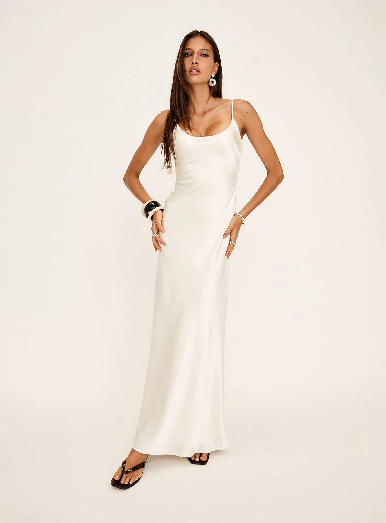 Miracles Scoop Satin Maxi Dress Champagne