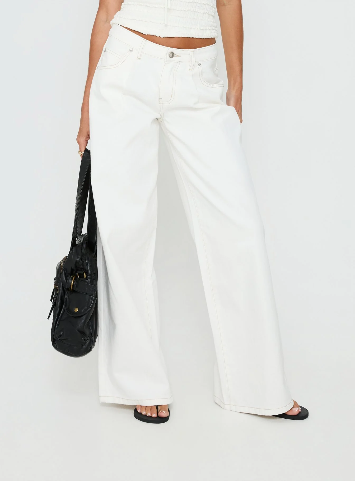 Supercut Low Rise Baggy Pleat Jeans Cream