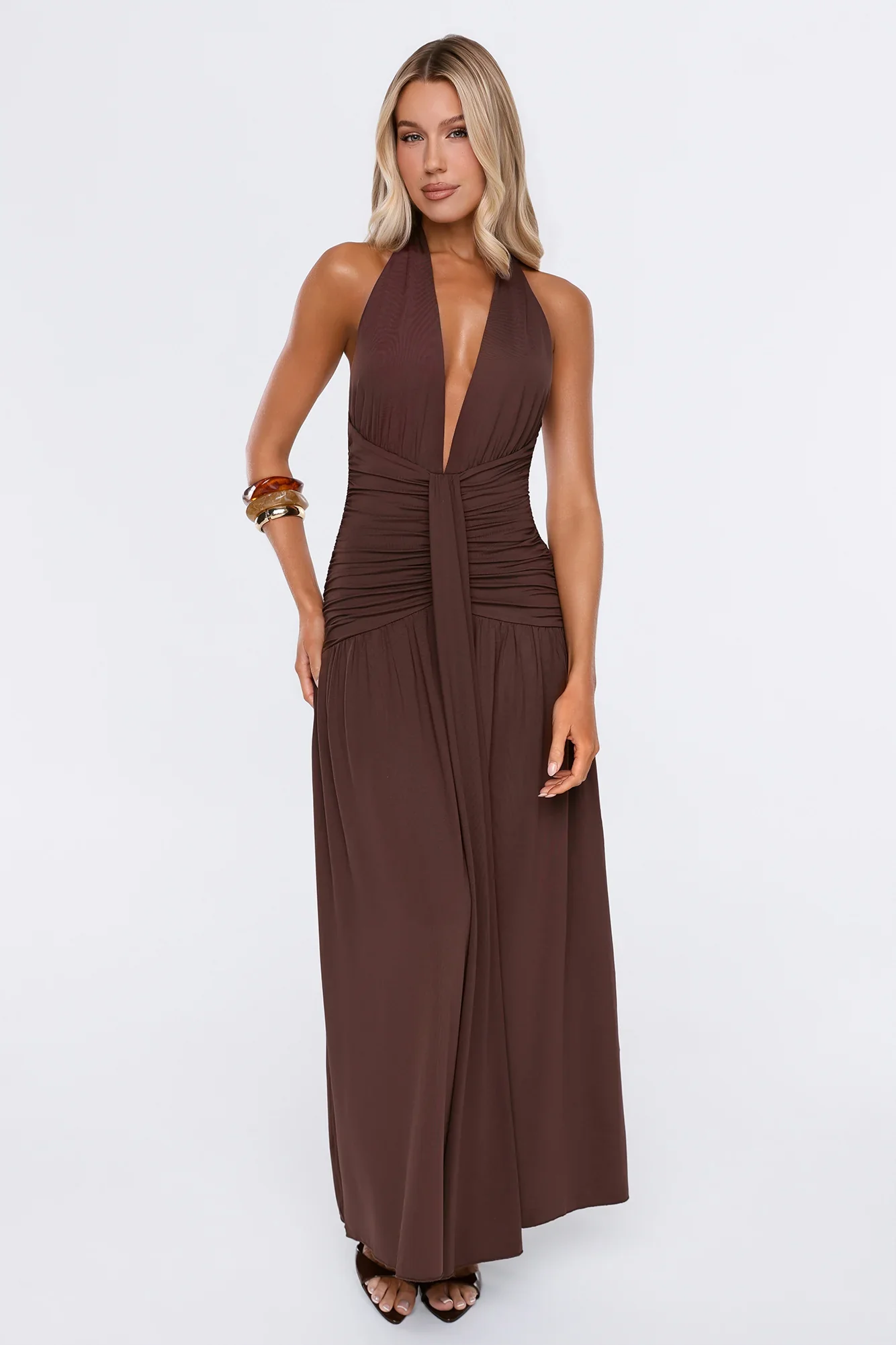Endless Days Halter Maxi Dress Chocolate