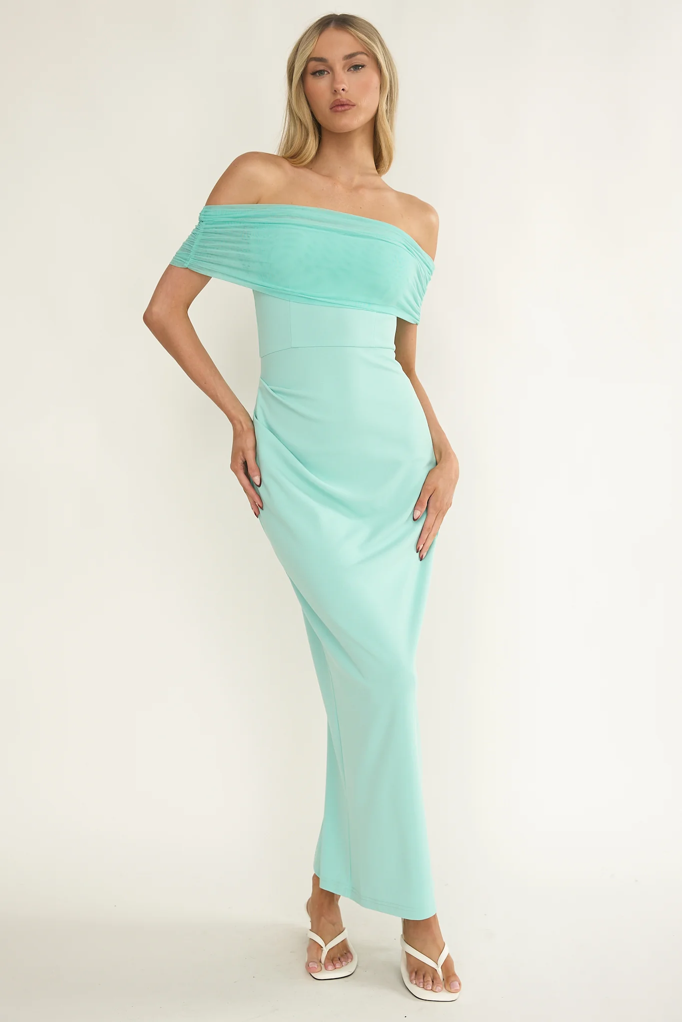 Love Languages Off-Shoulder Maxi Dress Mint