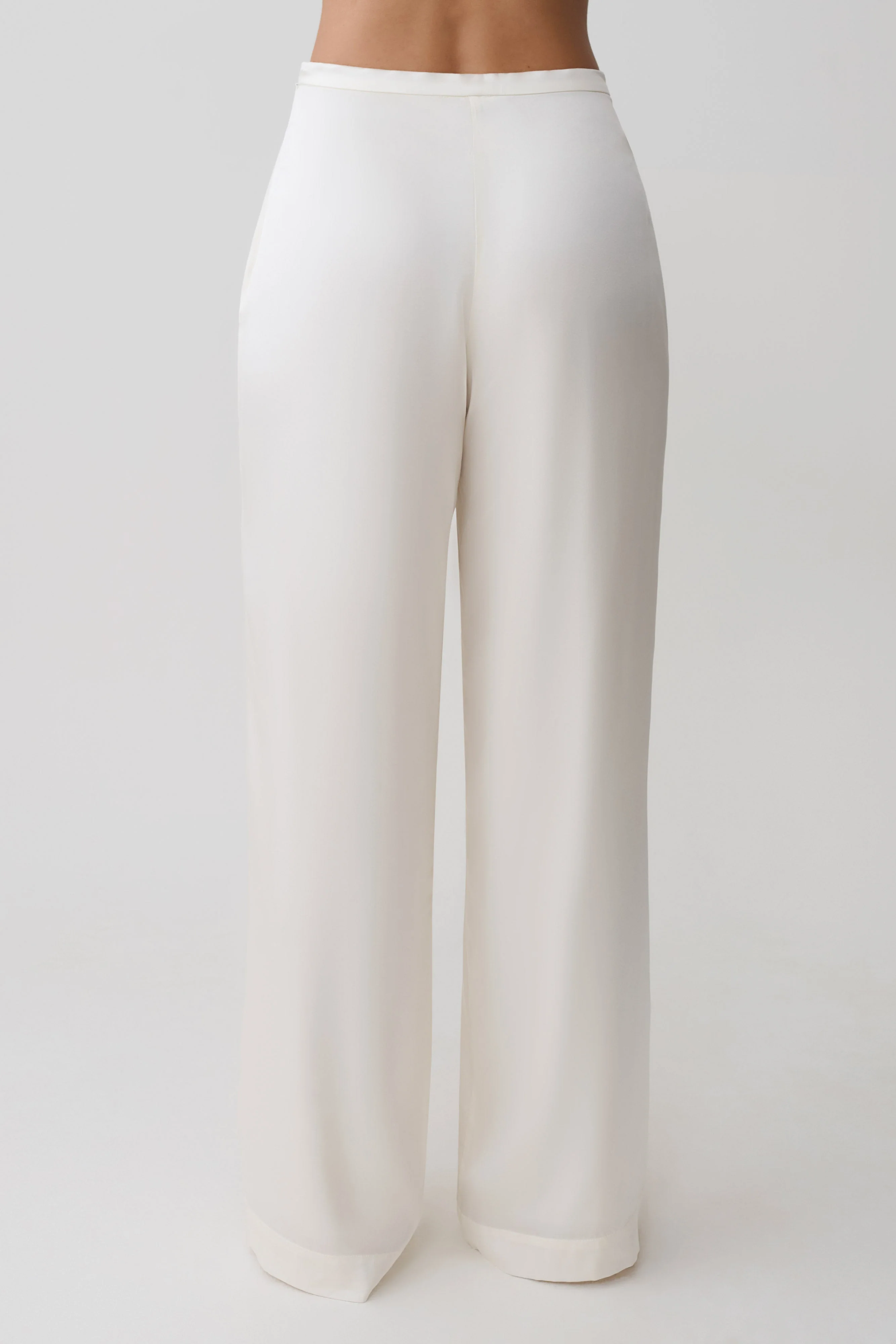 Kayla Silk Blend Straight Leg Pants - Ivory