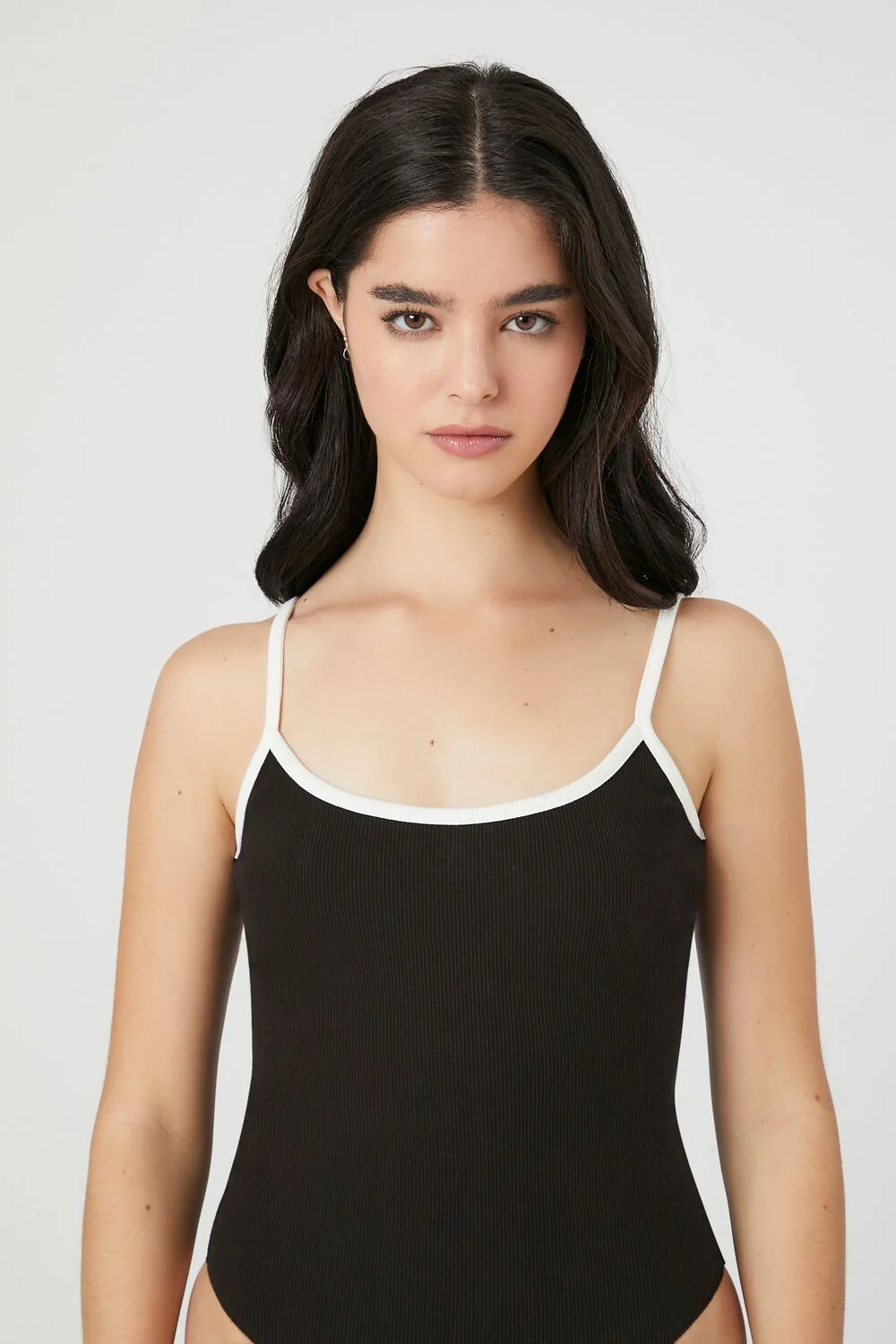 Ribbed Knit Ringer Cami Bodysuit
