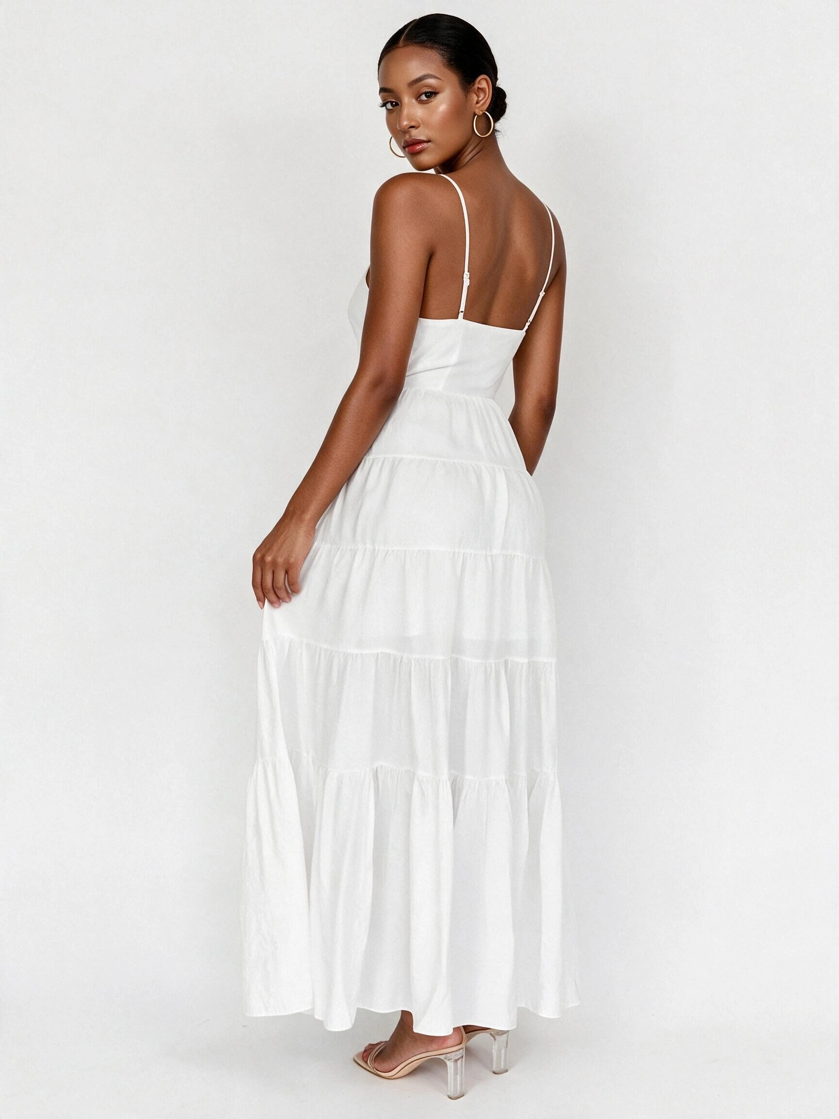 Main Attraction Cami Strap Maxi Dress White