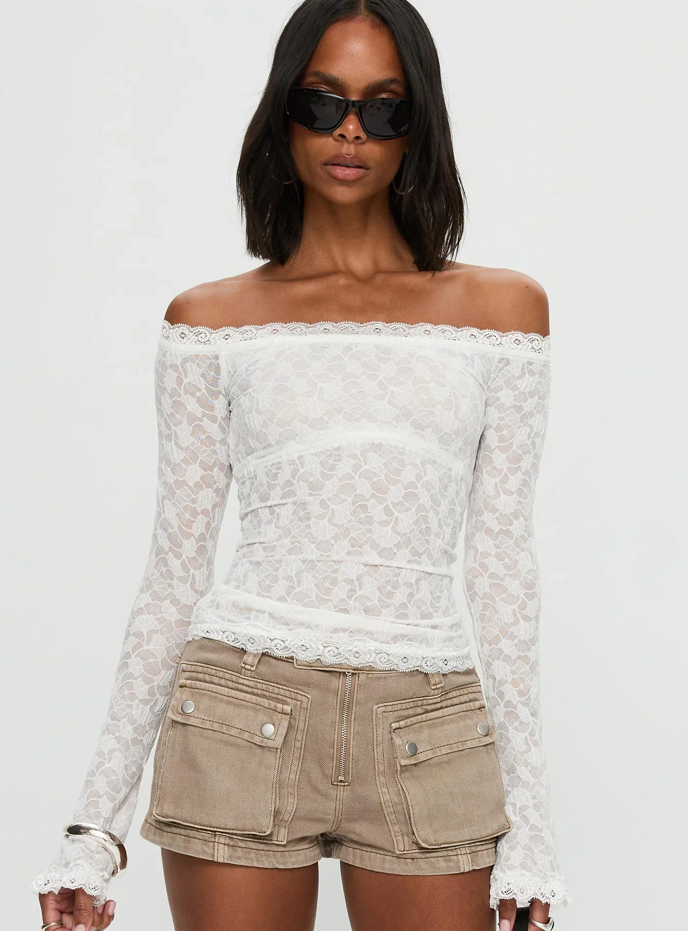 Mochapella Off The Shoulder Top White