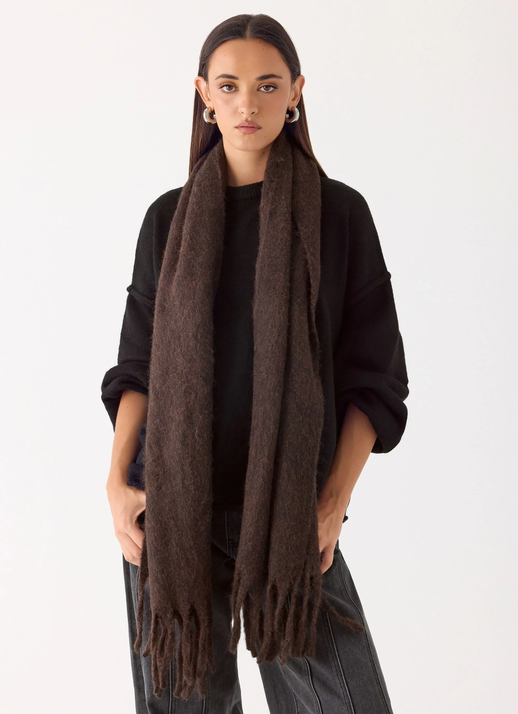 Keep Me Warm Knit Scarf - Chocolate