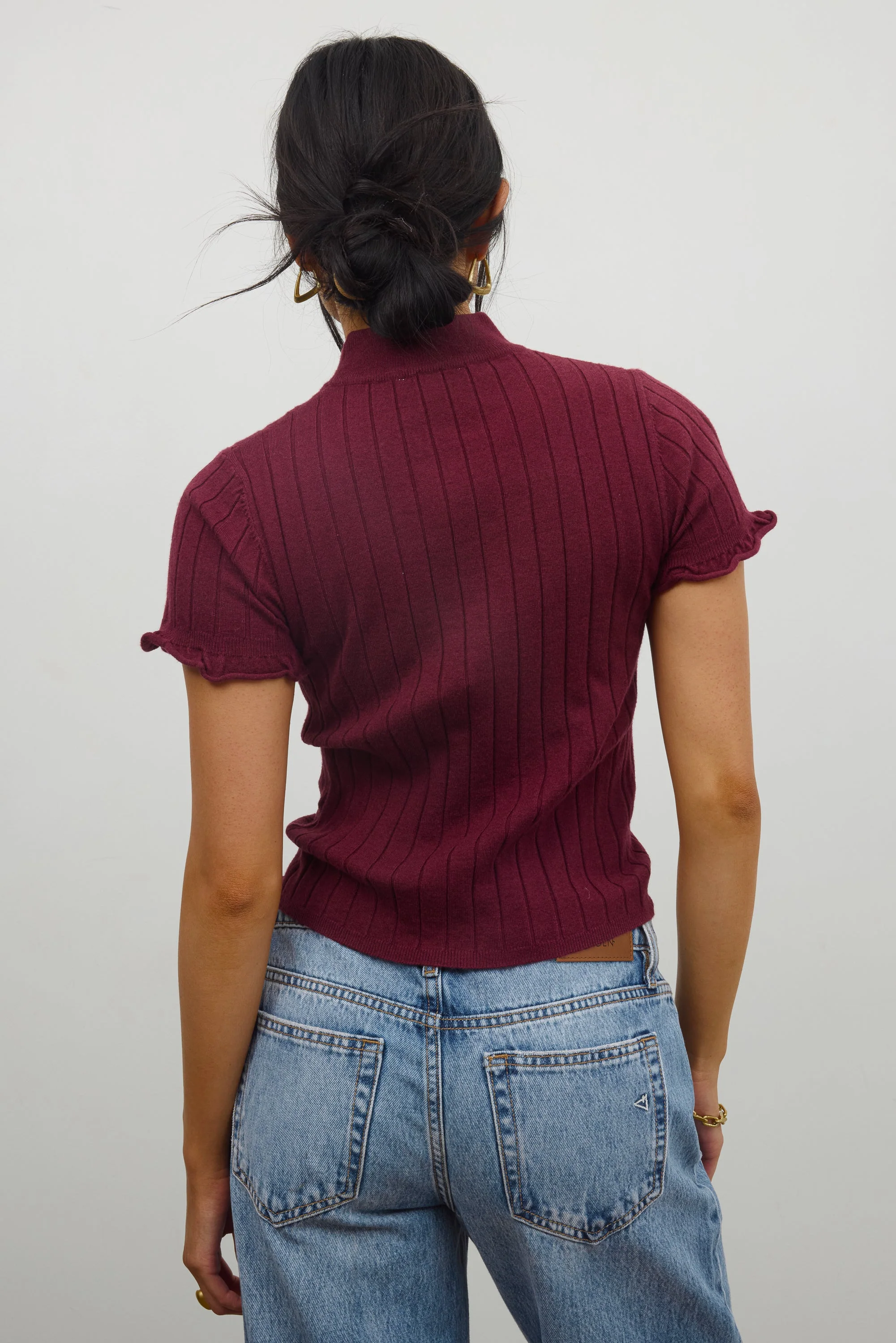 Amara Ribbed Top in Burgundy