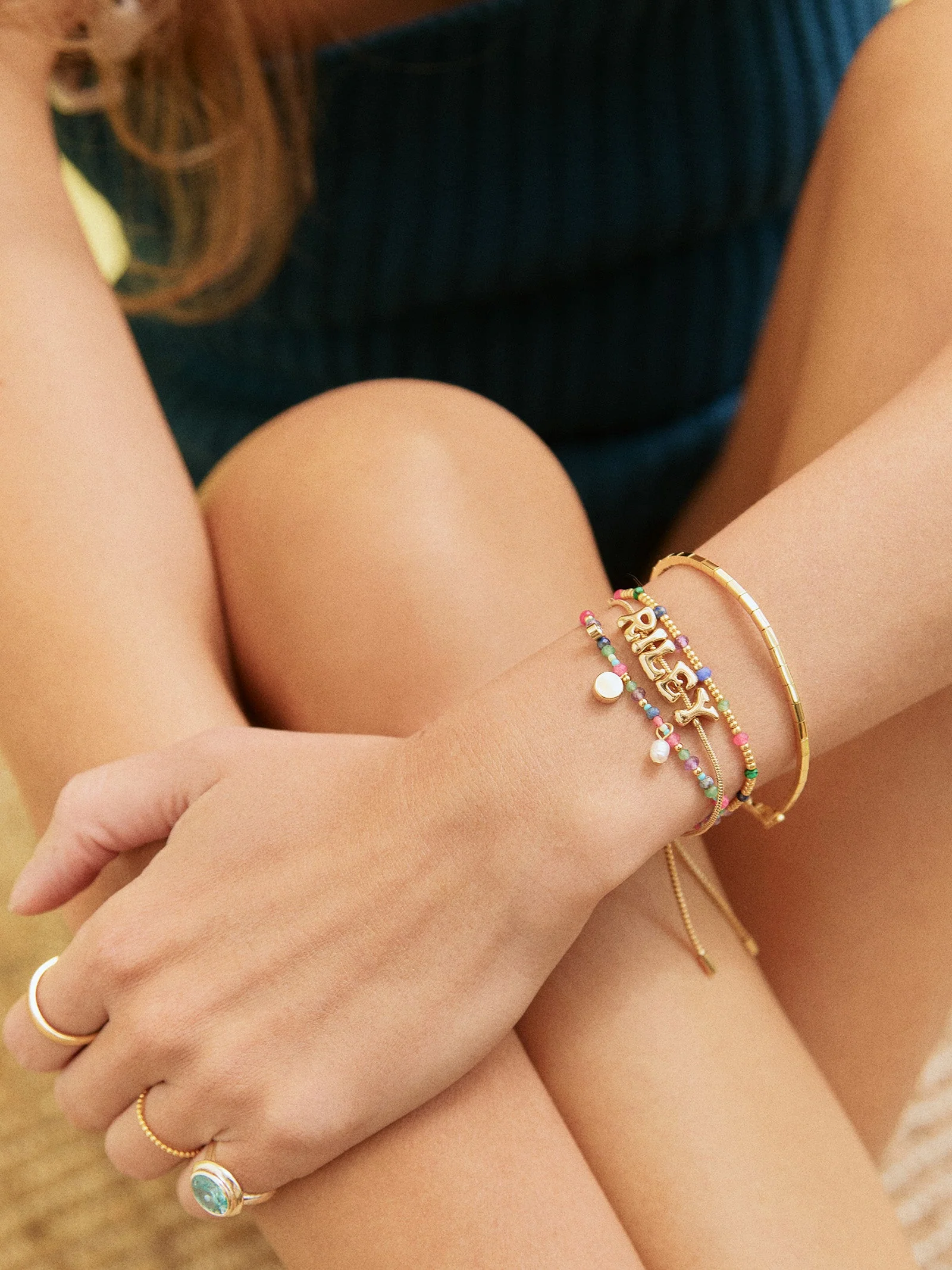 Rowan Semi-Precious Custom Layered Bracelet - St. Tropez