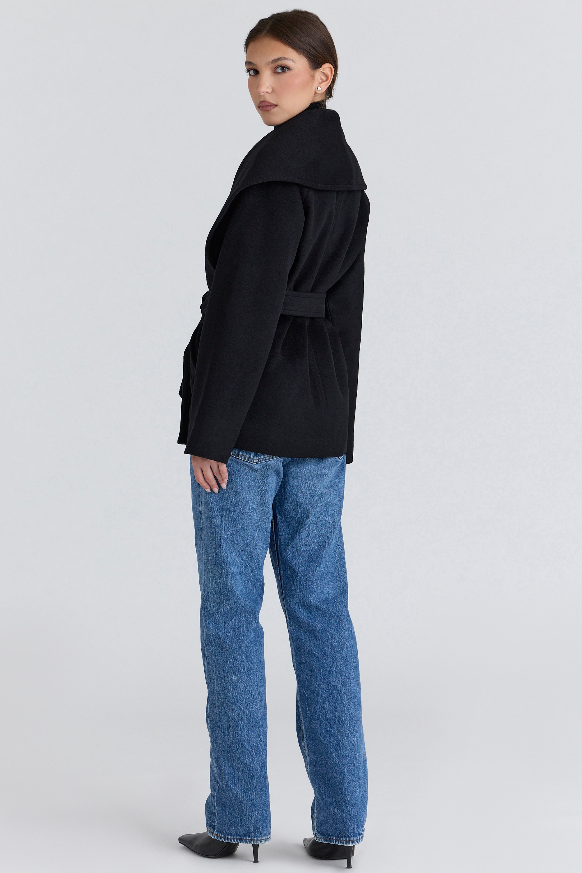 Black Wool Shawl Collar Jacket