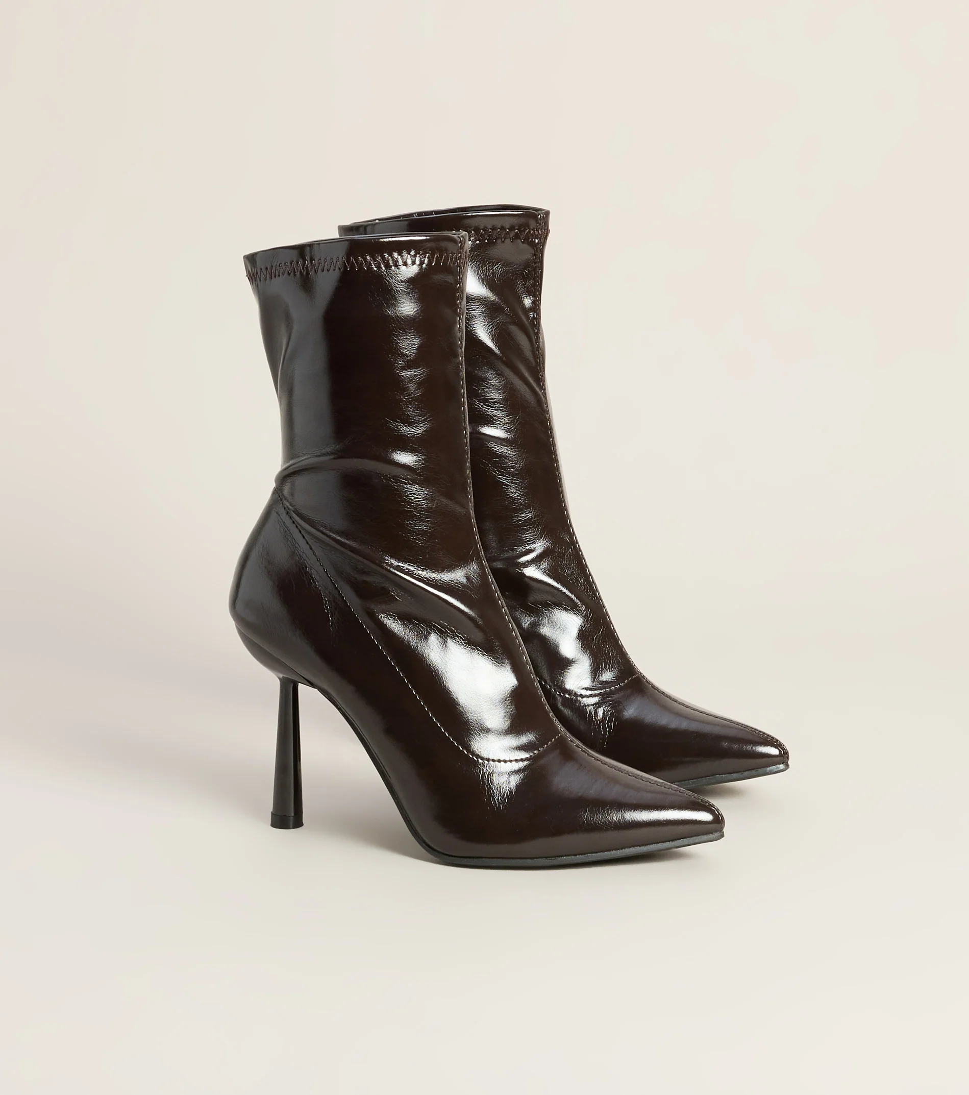 Sleek Stride Faux Leather Stiletto Booties