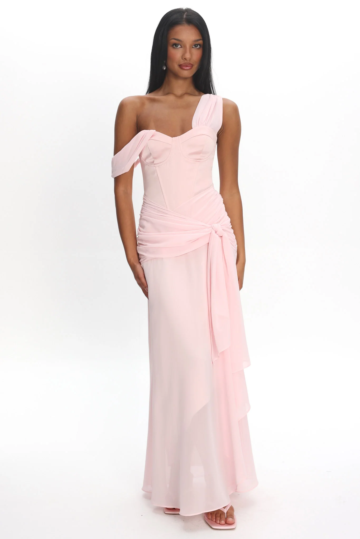 Keia Waist Sash Maxi Dress Powder Pink
