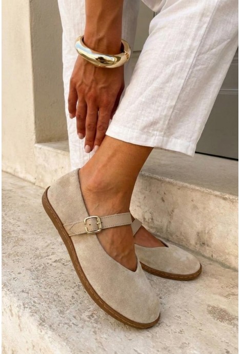 Beżowe zamszowe baleriny barefoot Kerri
