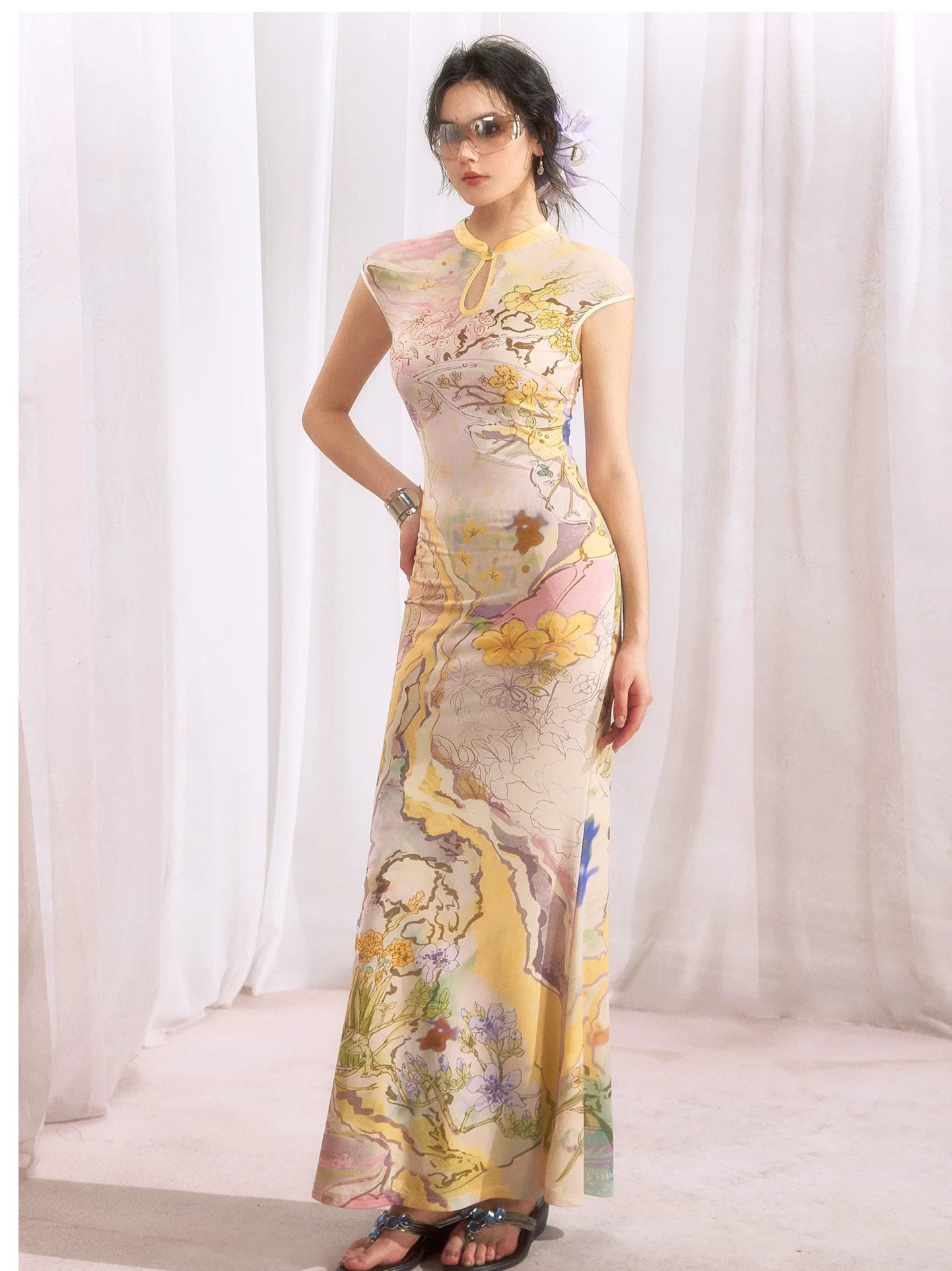 Draped Neck Fishtail Dress