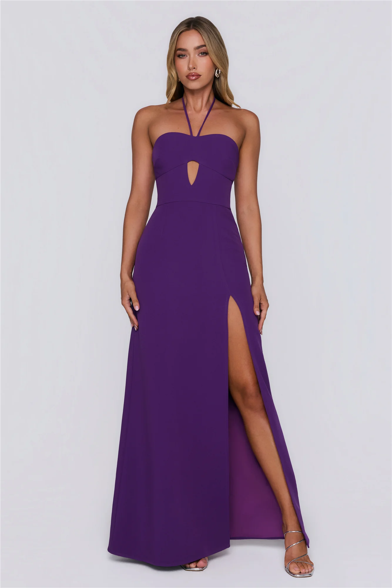 Sea Whisper Halter Maxi Dress Purple