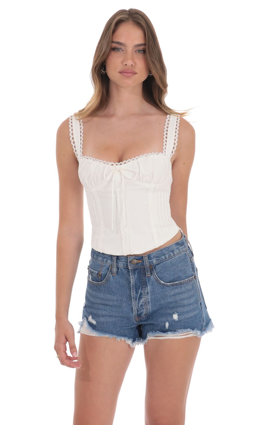 Distressed High Waisted Denim Shorts in Blue