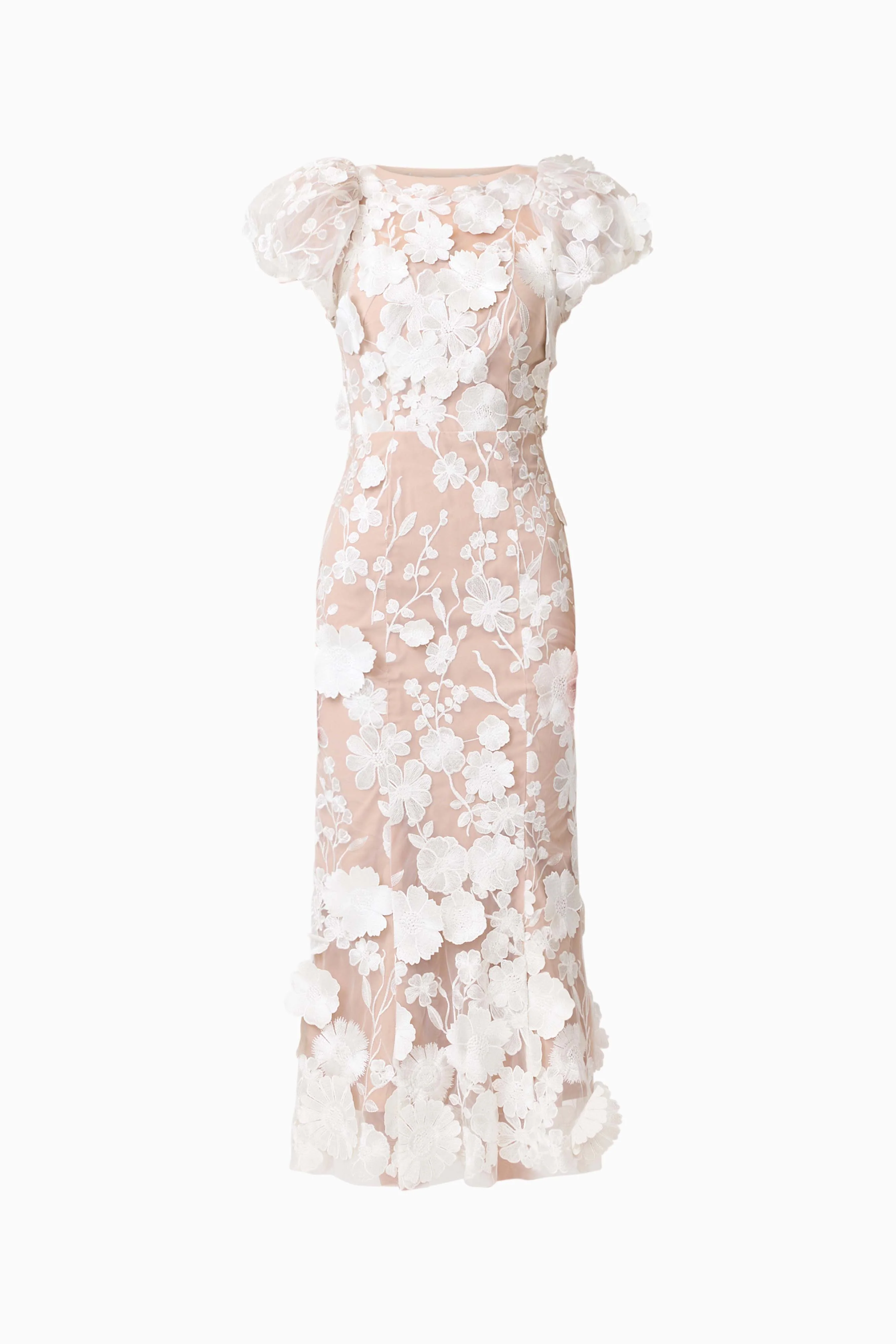 Astraea 3D Lace Maxi Dress In White