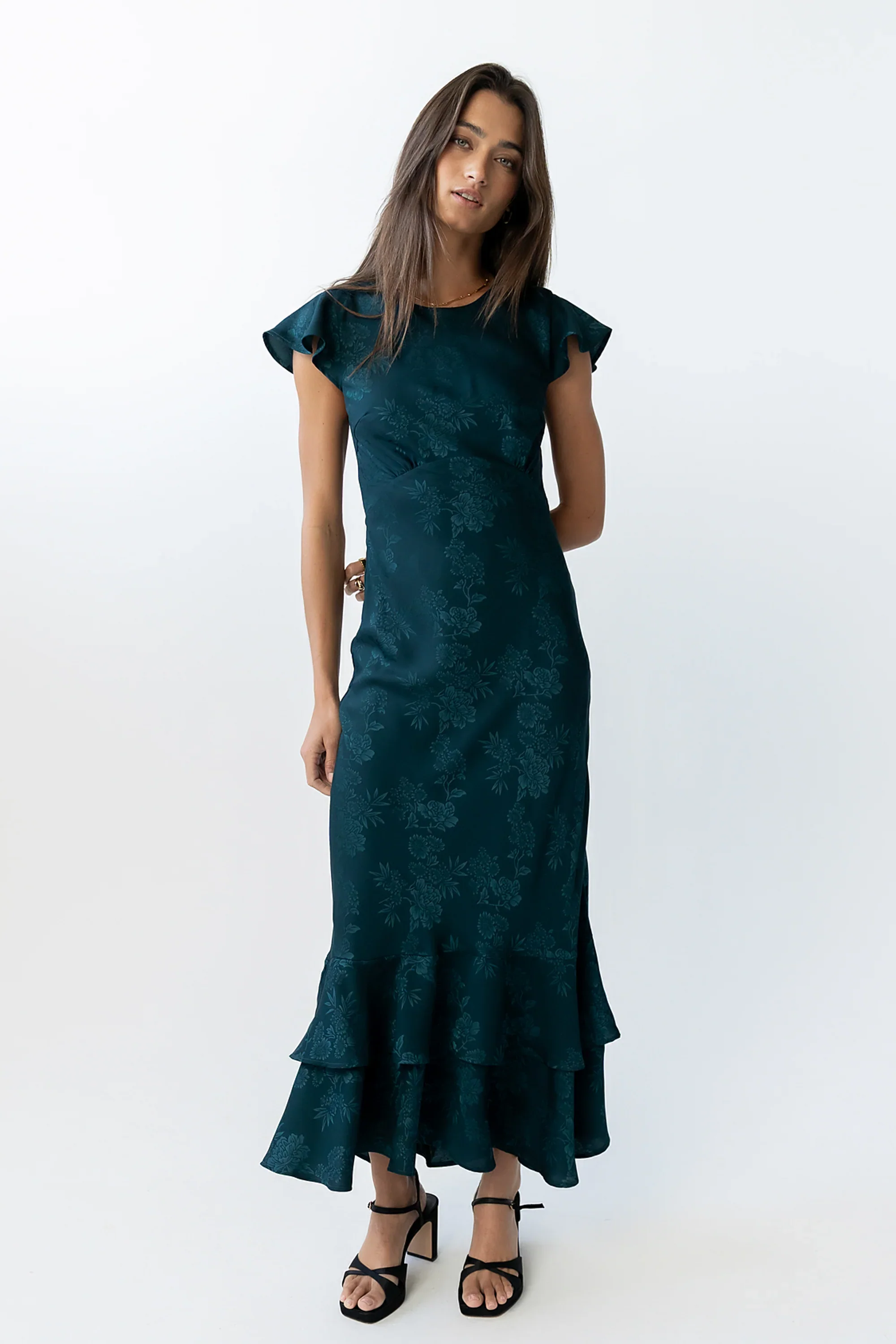 Mateo Floral Maxi Dress in Teal