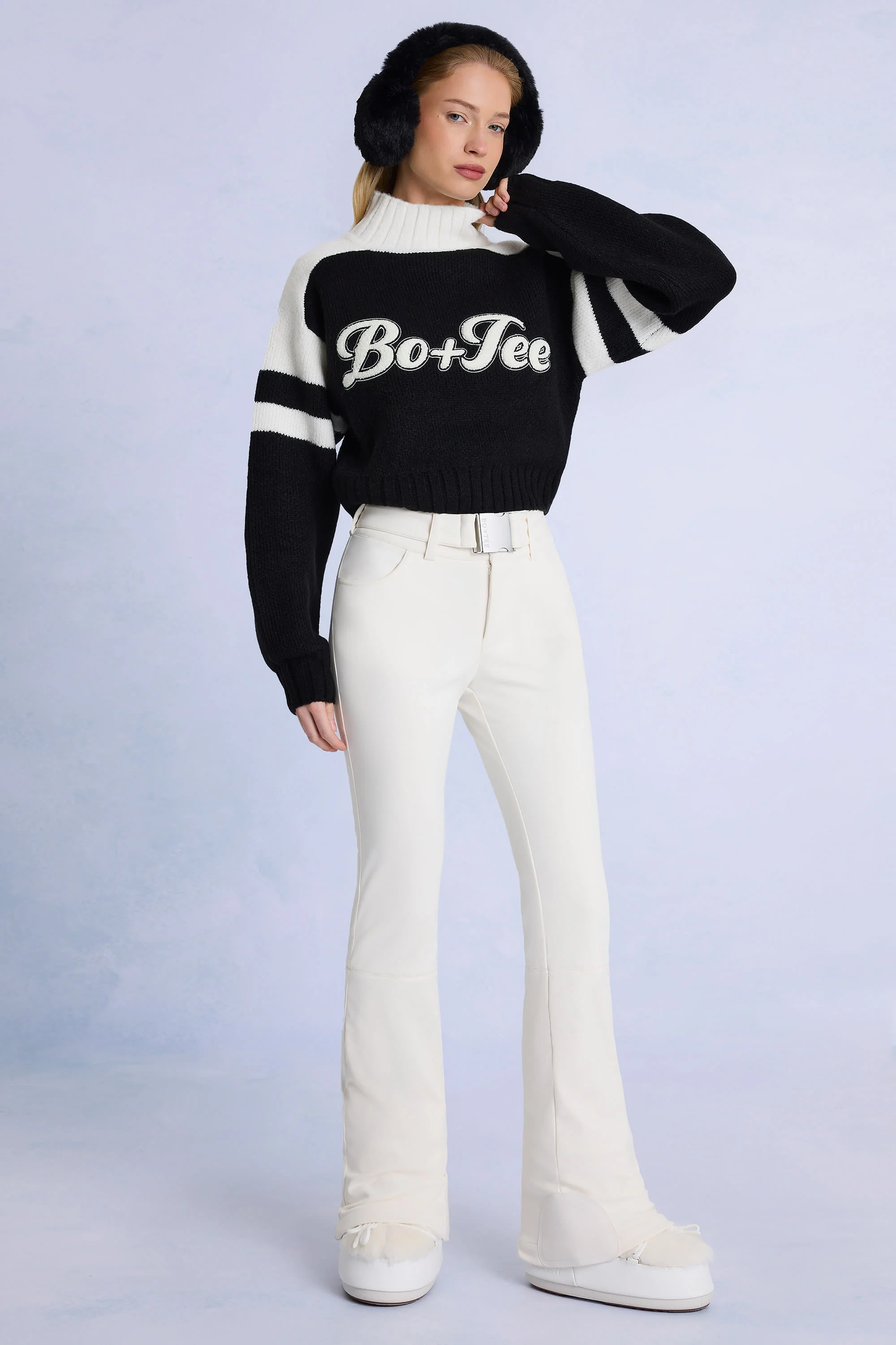 Waterproof Belted Ski Salopettes in Ice