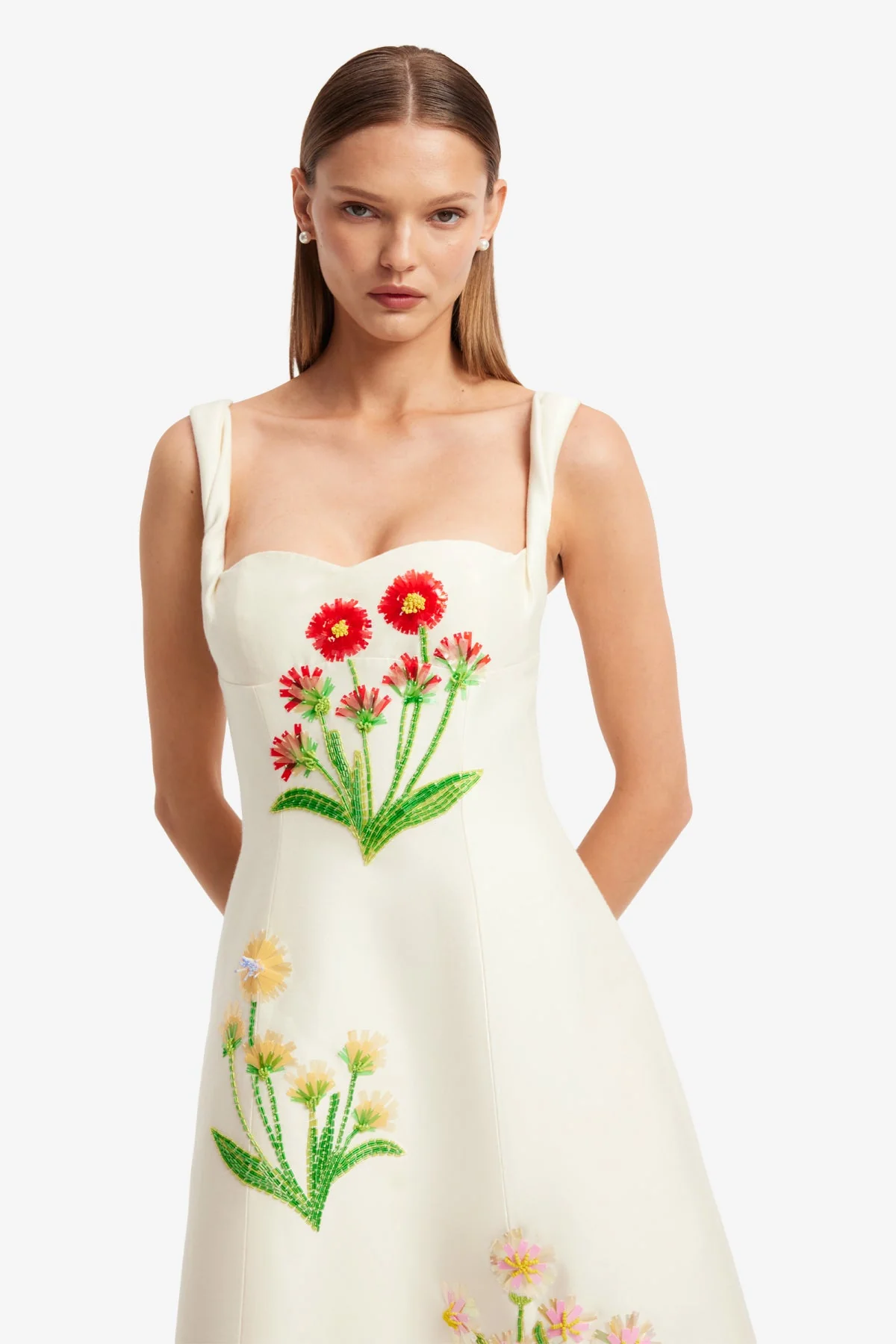 Beatrice Embellished Wool Midi Dress - Wildflower