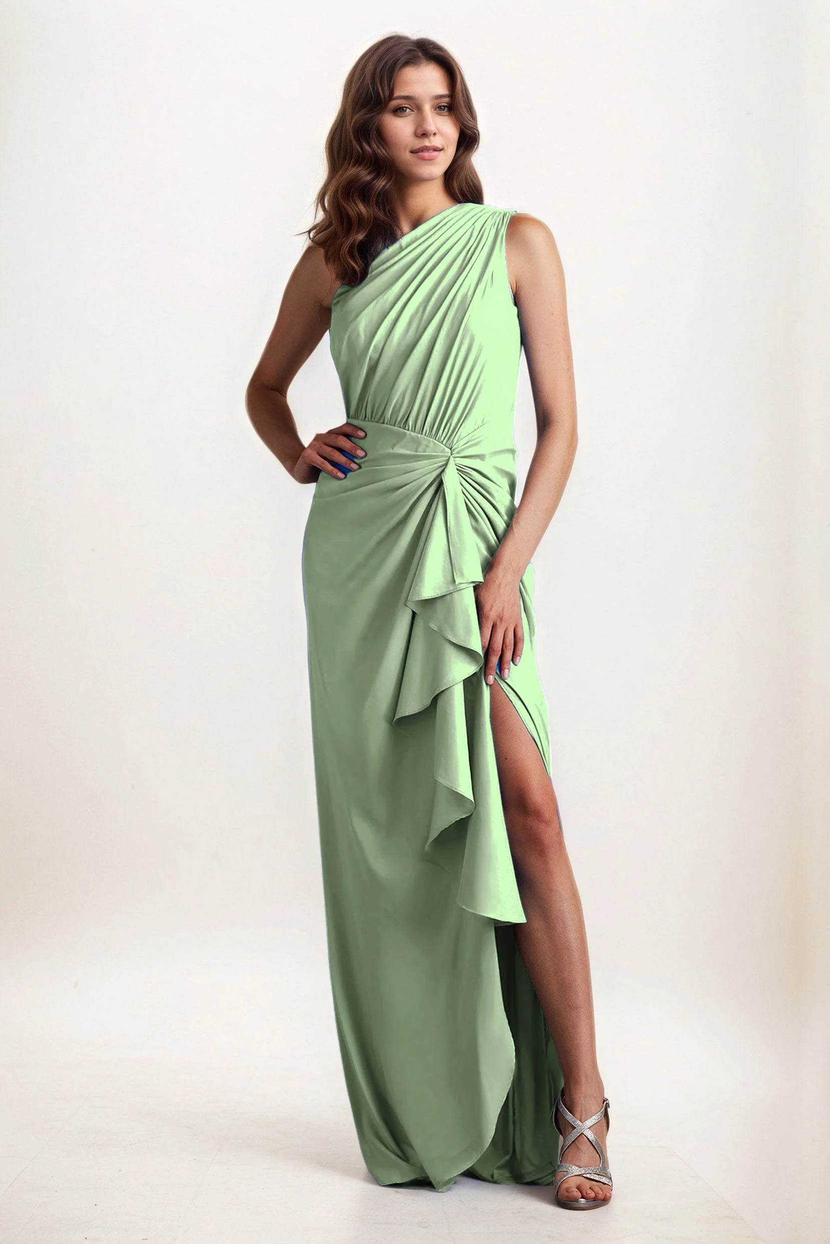 Sheath-Column Maxi Chiffon Wedding Guest Dress CG0282