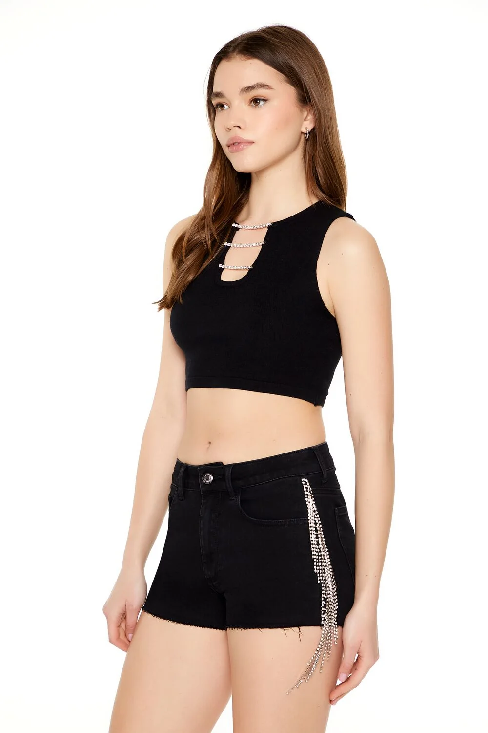 Chain Sweater-Knit Crop Top