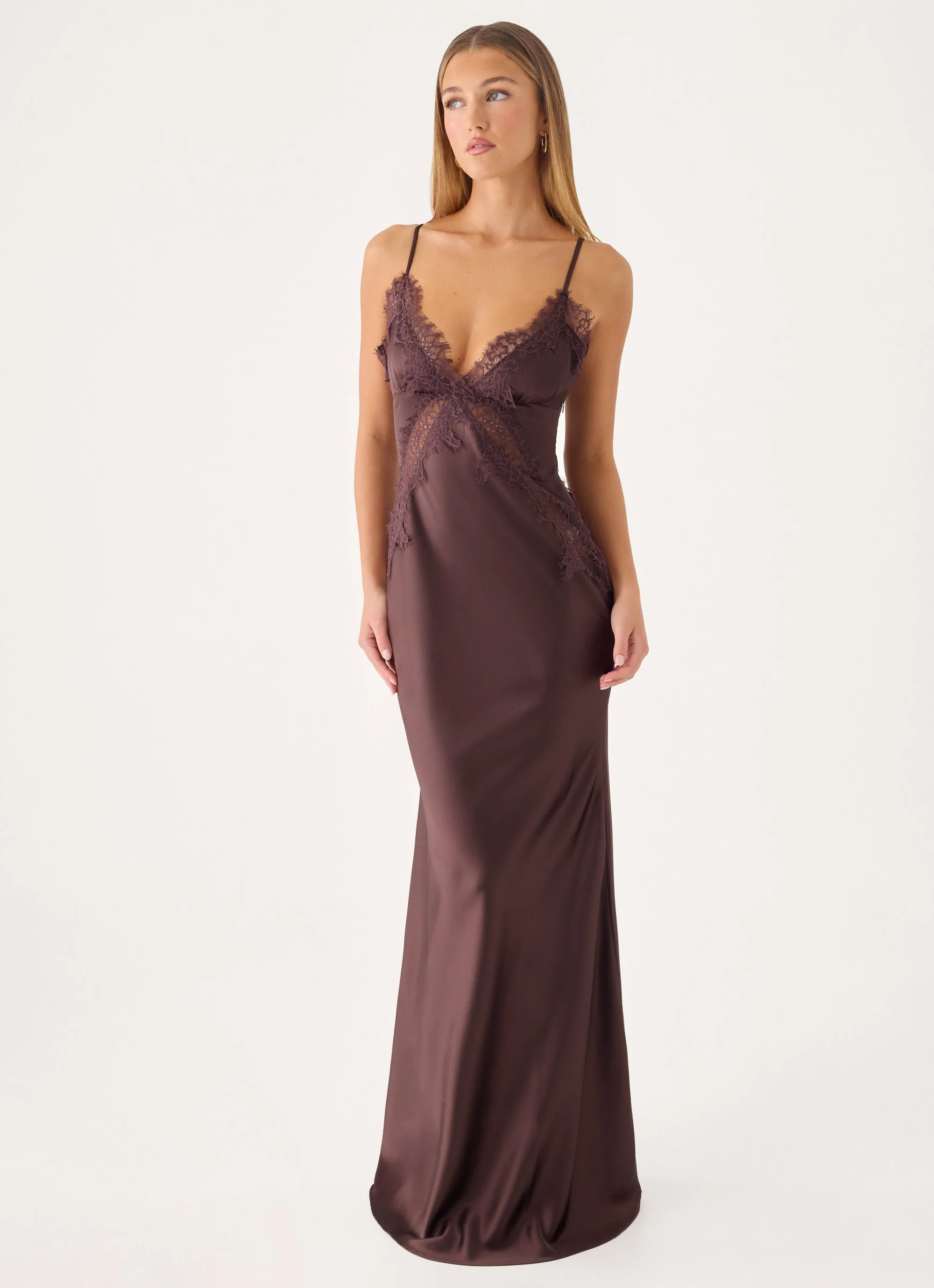 Winona Night Slip Dress - Chocolate - luluinthesky