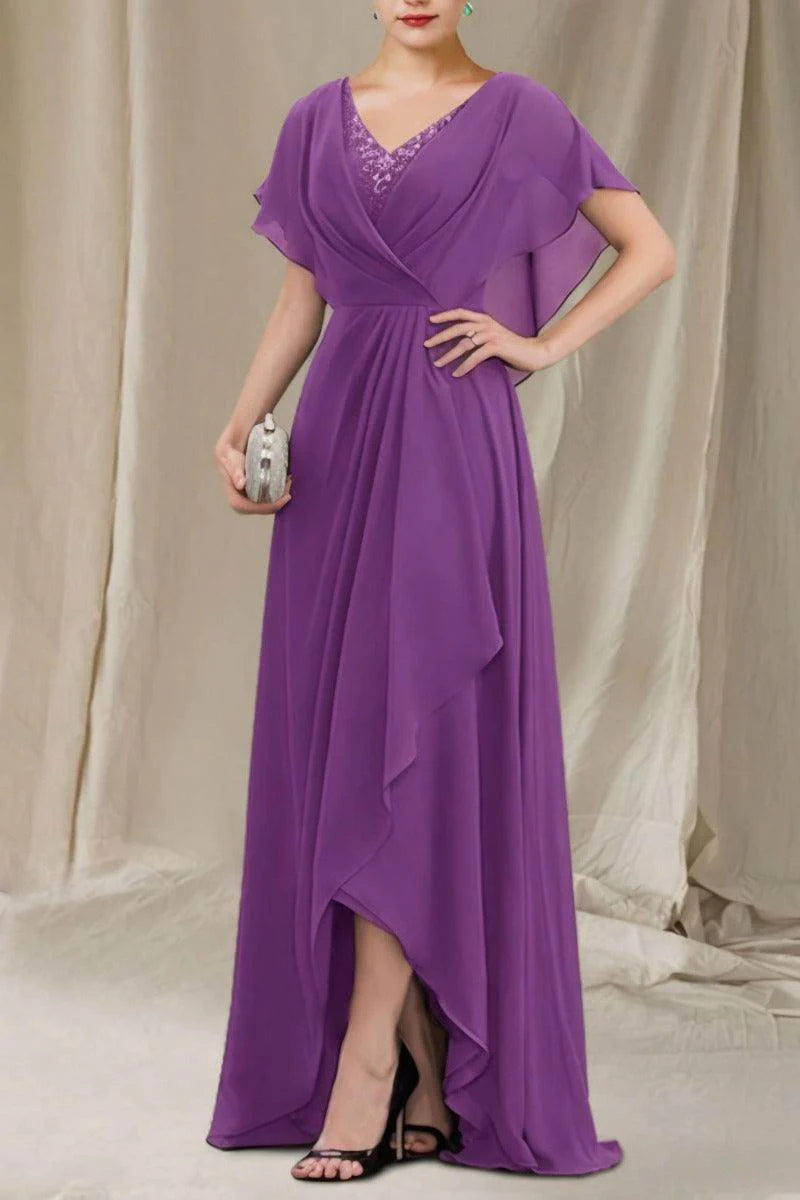 A-Line Sweep-Brush Train Chiffon Mother Dress CM0080