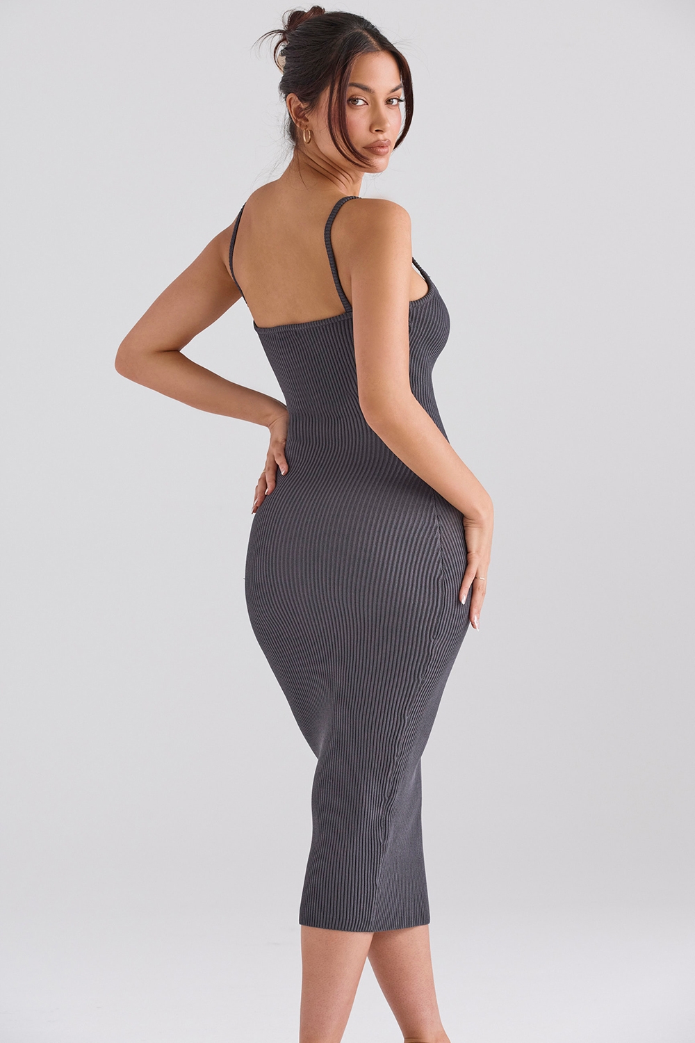 Charcoal Knit Midi Dress