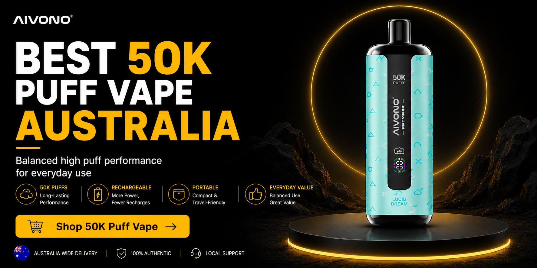 Best 50K puff vape Australia banner by AIVONO