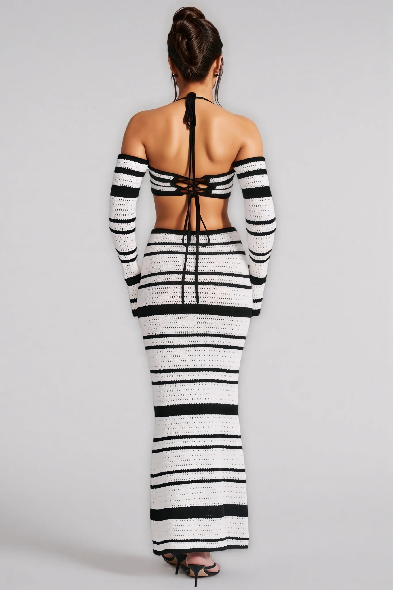 Tilde Striped Halter Top Maxi Dress Set