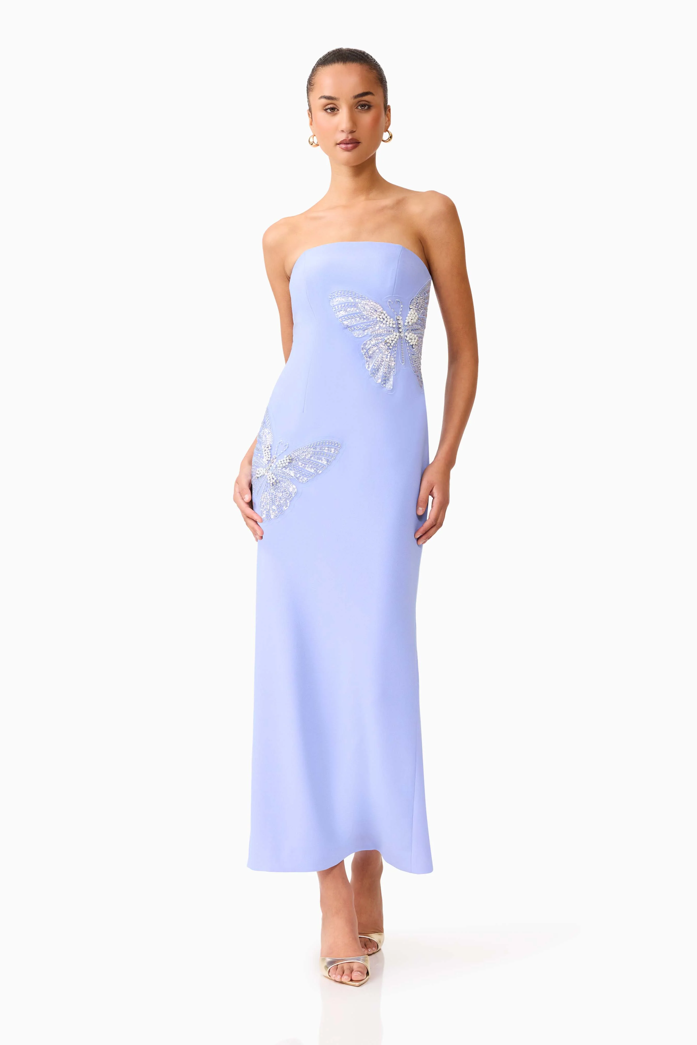 Mira Strapless Gown in Blue