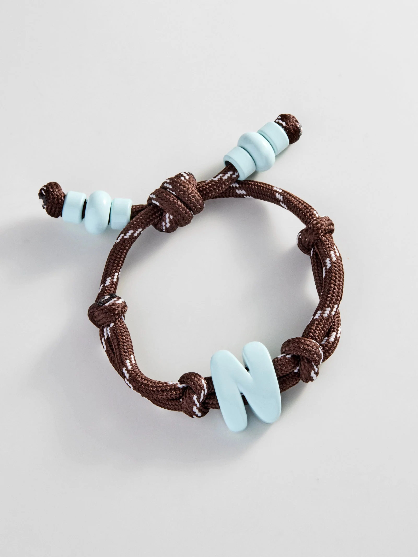 Knotty Enamel Initial Custom Bracelet - Brown/Blue Single Letter