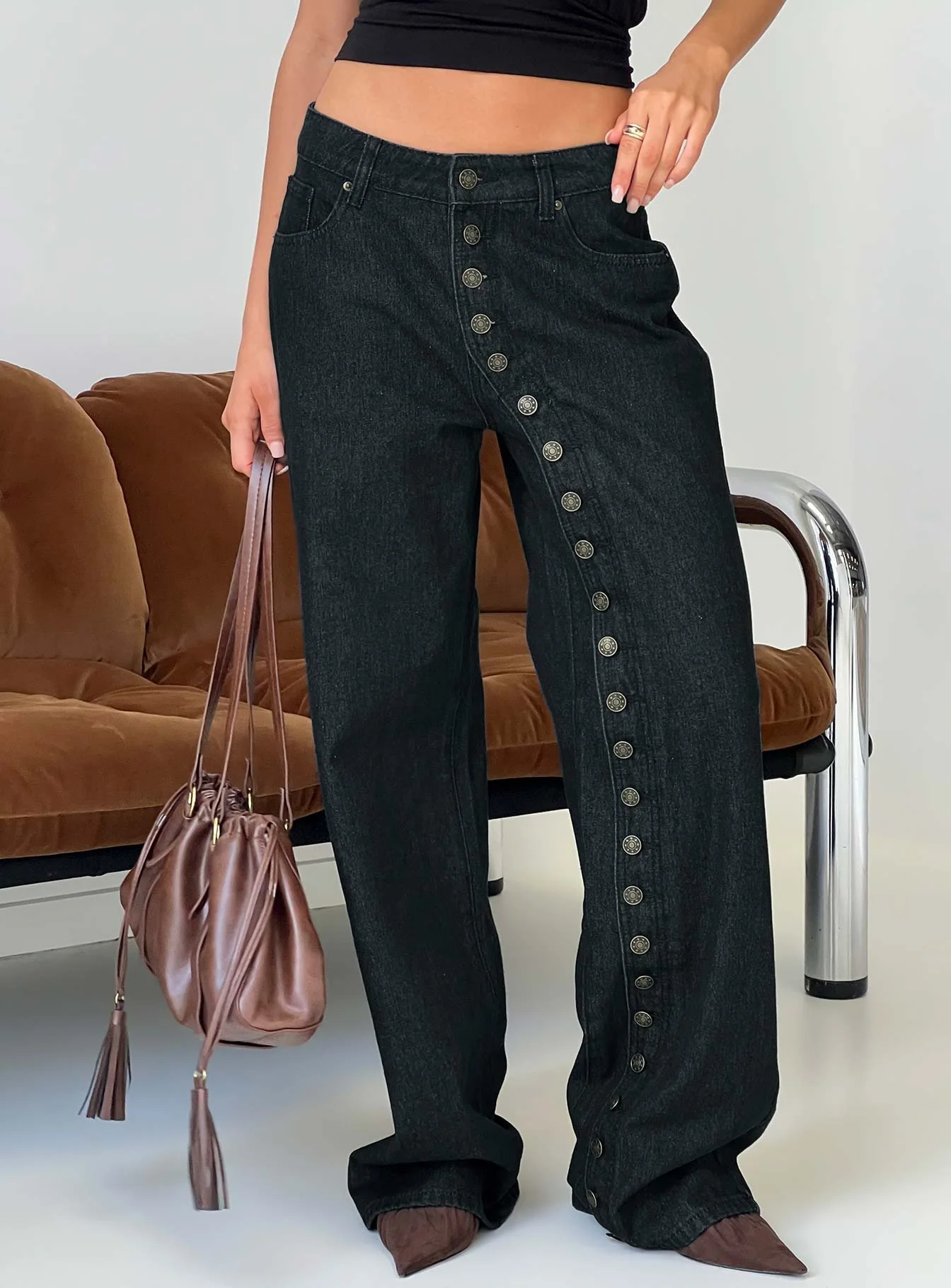 Penny Mid Rise Straight Leg Jeans Raw Denim