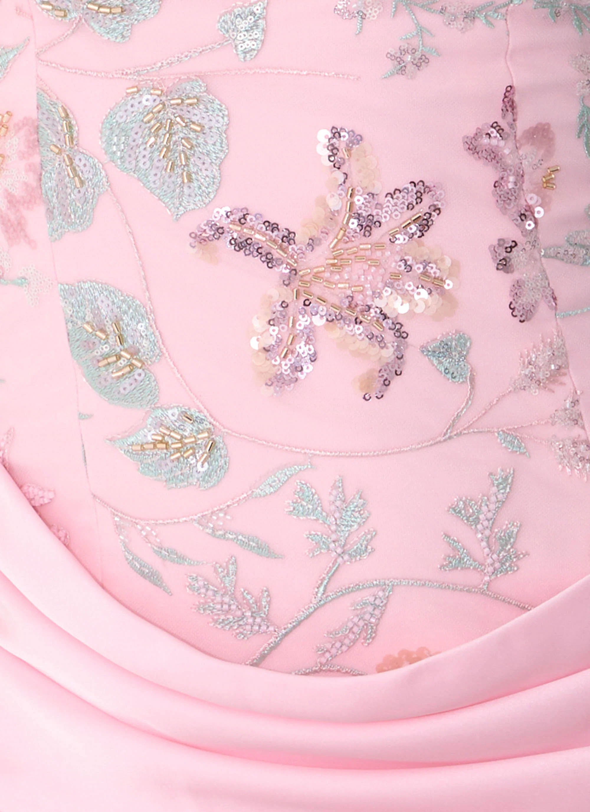 Angelique Beaded Mini Dress Pink - luluinthesky