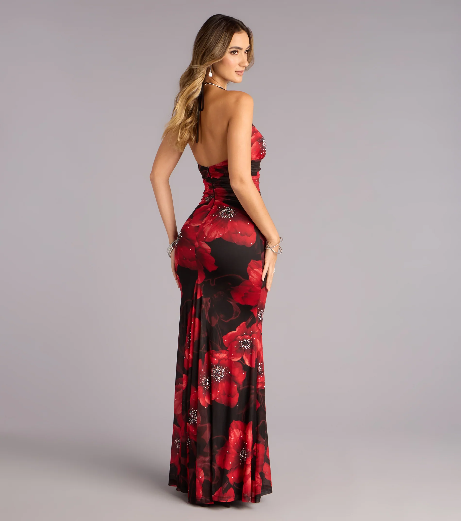 Mael Floral Rhinestone Mermaid Formal Dress